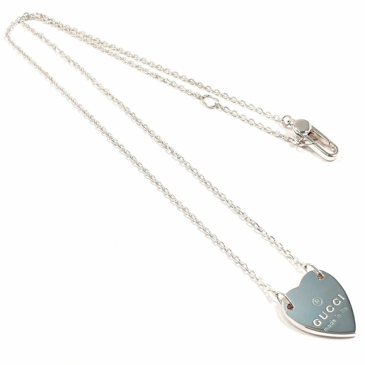 GUCCI Trademark Heart Necklace 223512 J8400 8106, 925 Sterling Silver, Women's