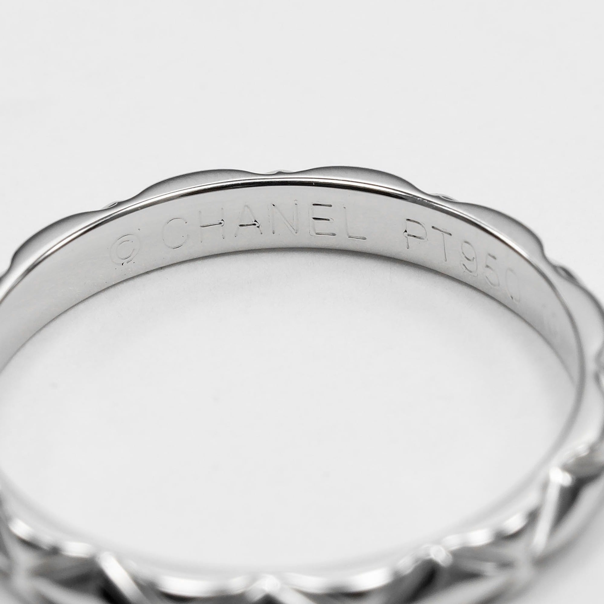 Chanel Matelassé Small Ring, Size 6.5, Platinum 950, Approx. 2.4g — Like New
