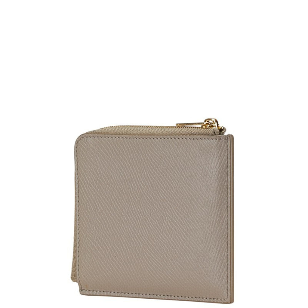 Celine L-shaped coin case, card compact wallet, grey leather, women's, CELINE