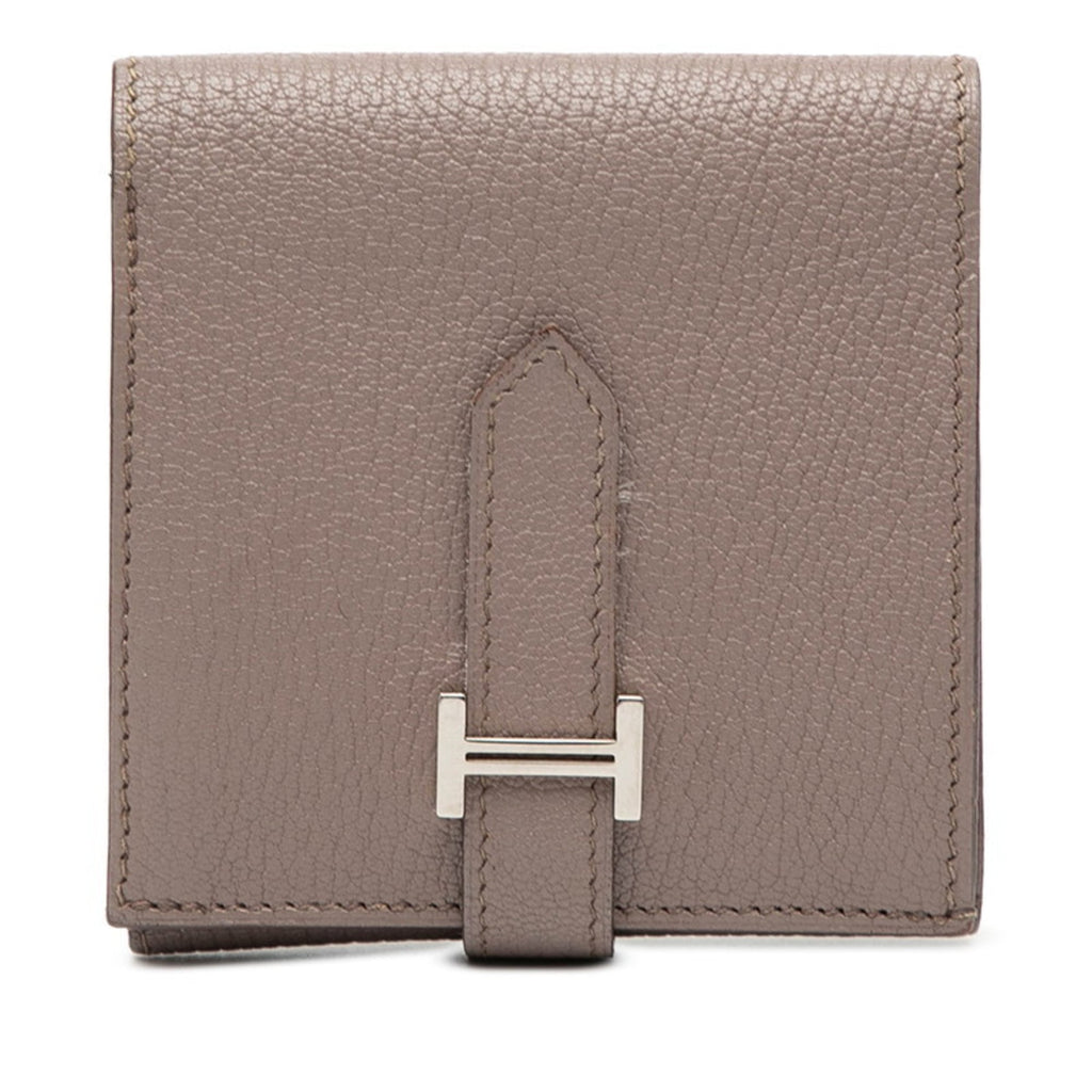 Hermes Hermès Bearn Compact Bi-fold Wallet in Greige/Gray Chevre, Women's