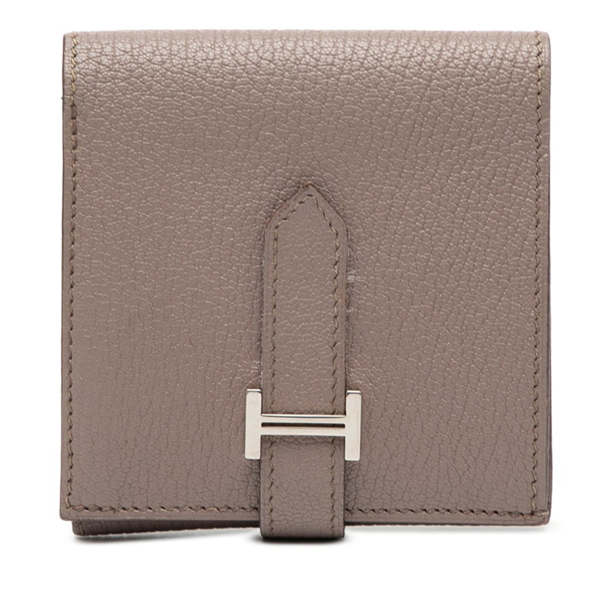 Hermes Hermès Bearn Compact Bi-fold Wallet in Greige/Gray Chevre, Women's