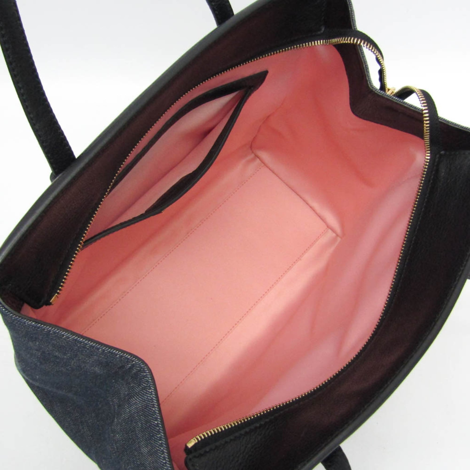 Salvatore Ferragamo AMY EZ-21 F759 Women's Leather,Denim Tote Bag Black,Blue