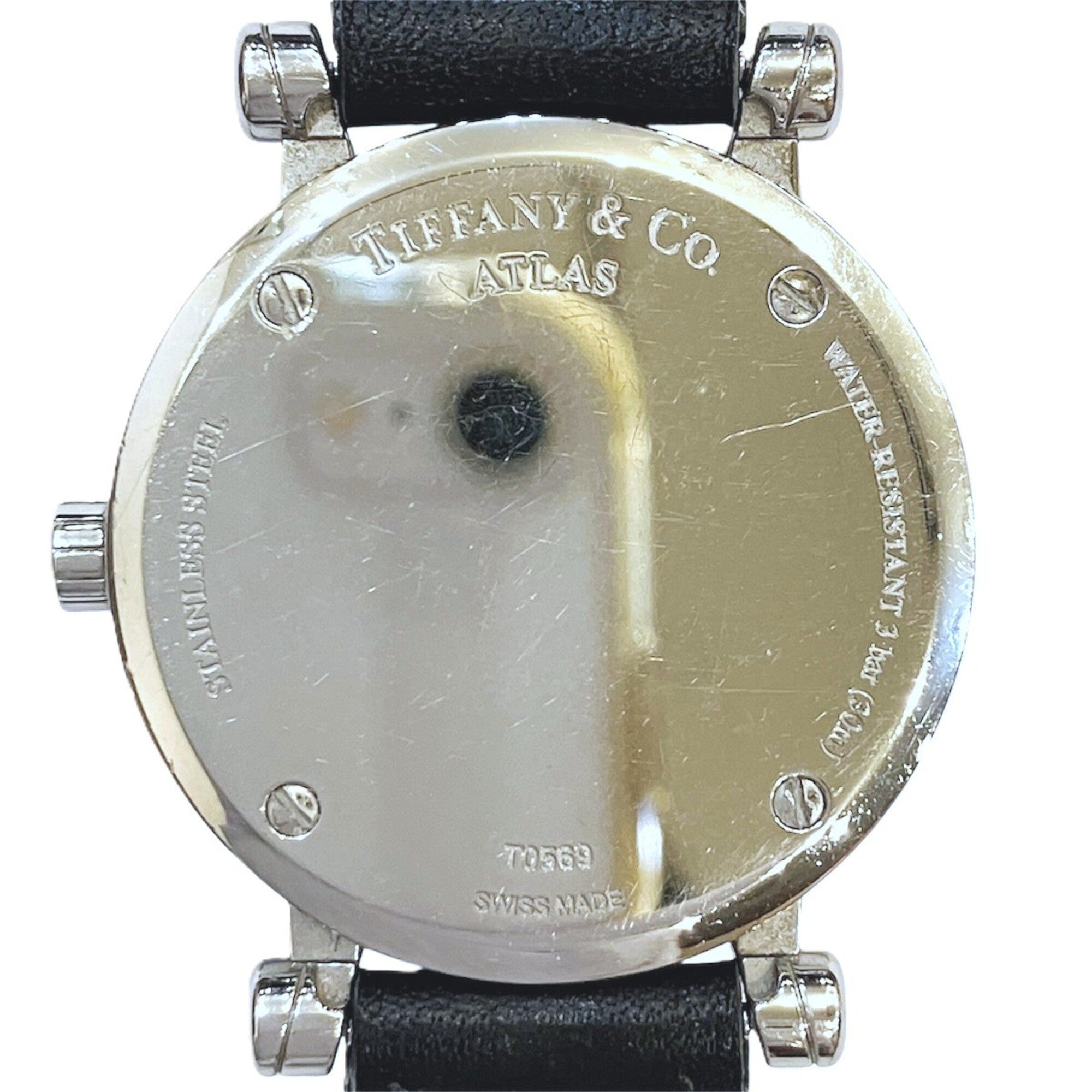 Tiffany & Co. Atlas watch, total weight 36.4g, stainless steel, genuine leather strap, quartz movement, white dial, Z1300.11.11A20 — Good