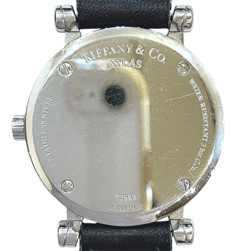 Tiffany & Co. Atlas watch, total weight 36.4g, stainless steel, genuine leather strap, quartz movement, white dial, Z1300.11.11A20 — Good