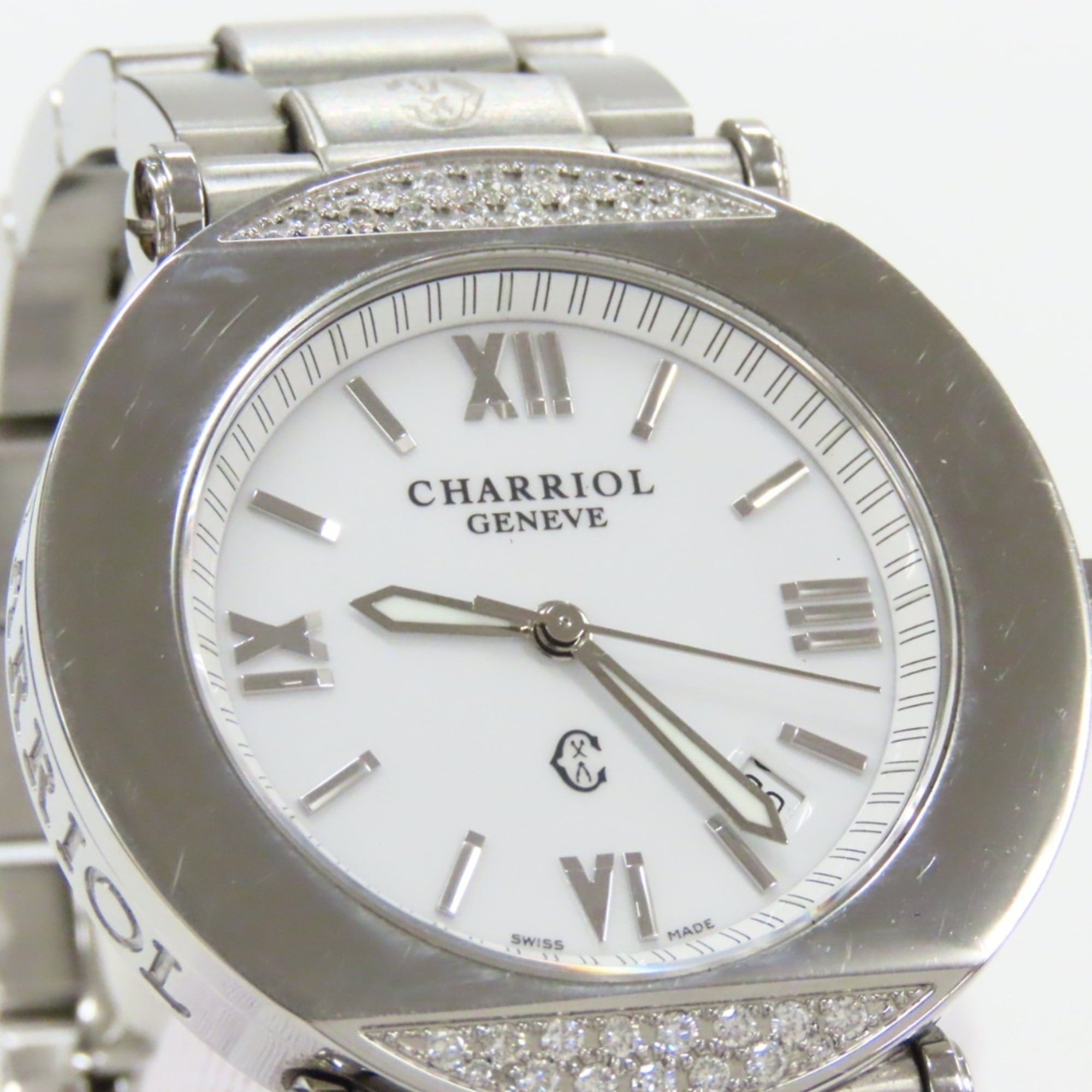 CHARRIOL Columbus CCR38D Stainless Steel Diamond Silver White Dial Men's Watch — Very Good