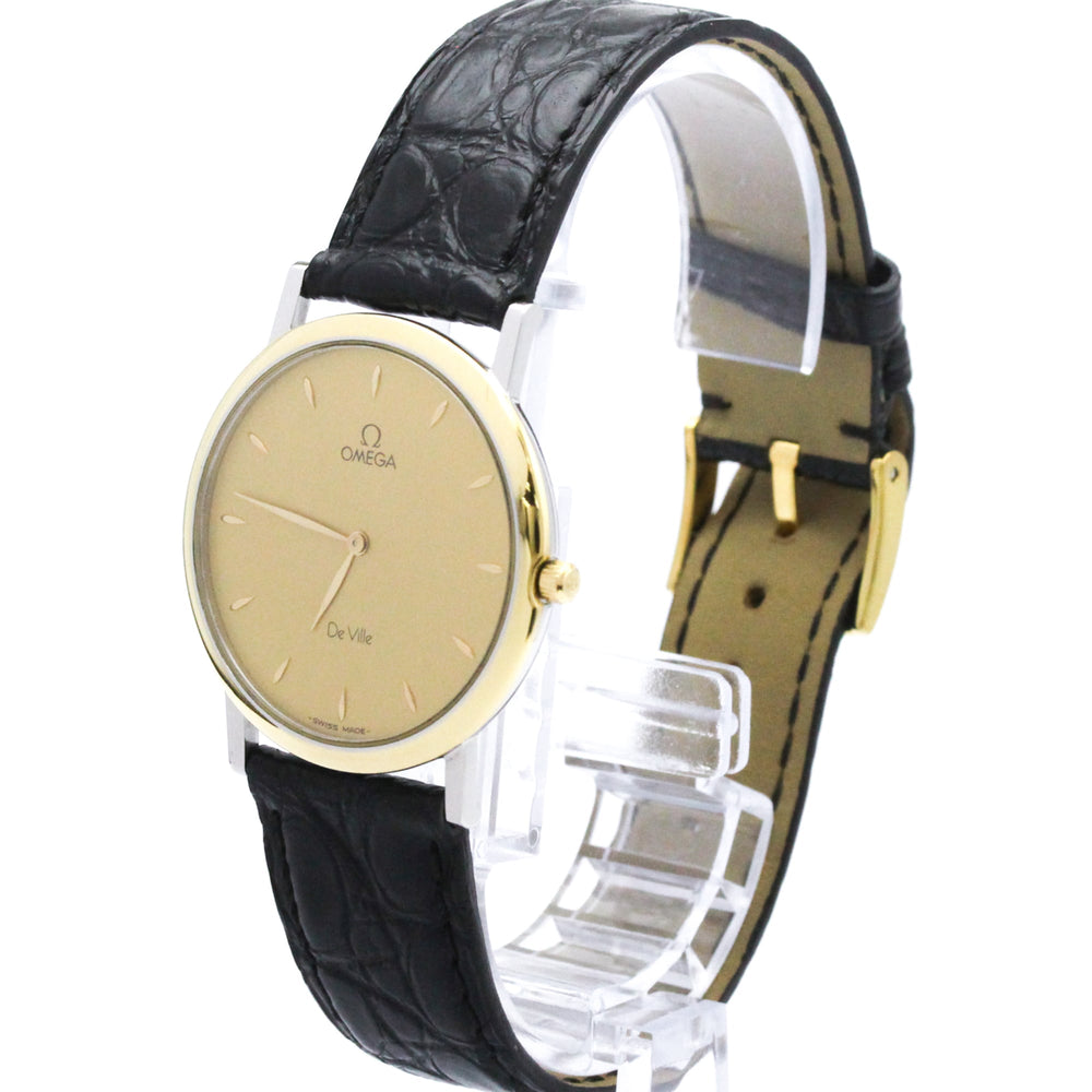 OMEGA De Ville Prestige Quartz Gold Plated Mens Watch 7400.11 Polished — Very Good