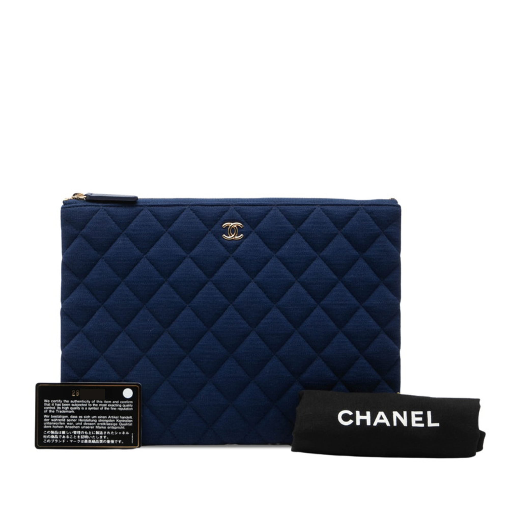 Chanel Matelassé Clutch Bag, Second Navy Canvas, Women's CHANEL — Like New