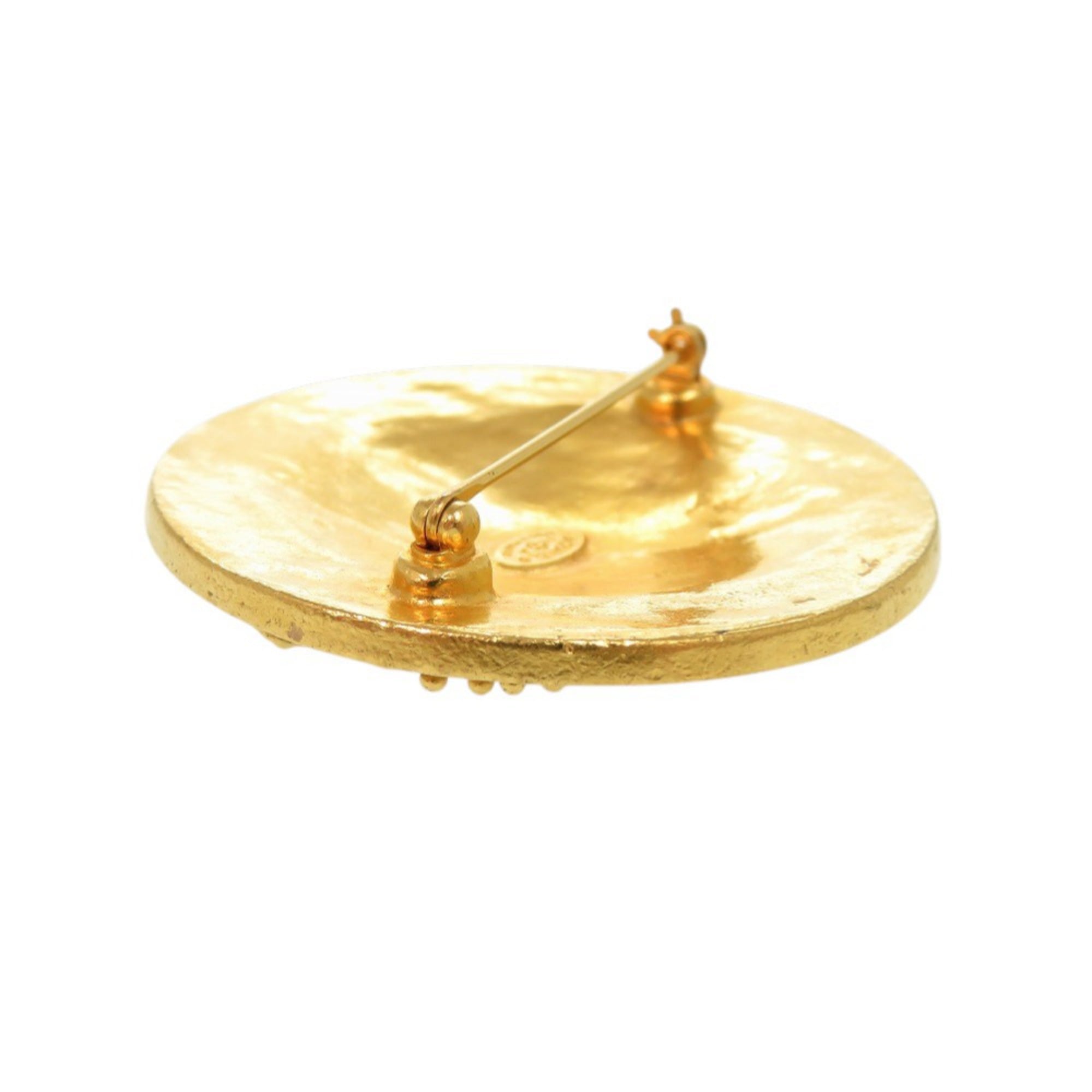 Excellent condition Chanel vintage Coco Mark metal gold brooch 0068CHANEL