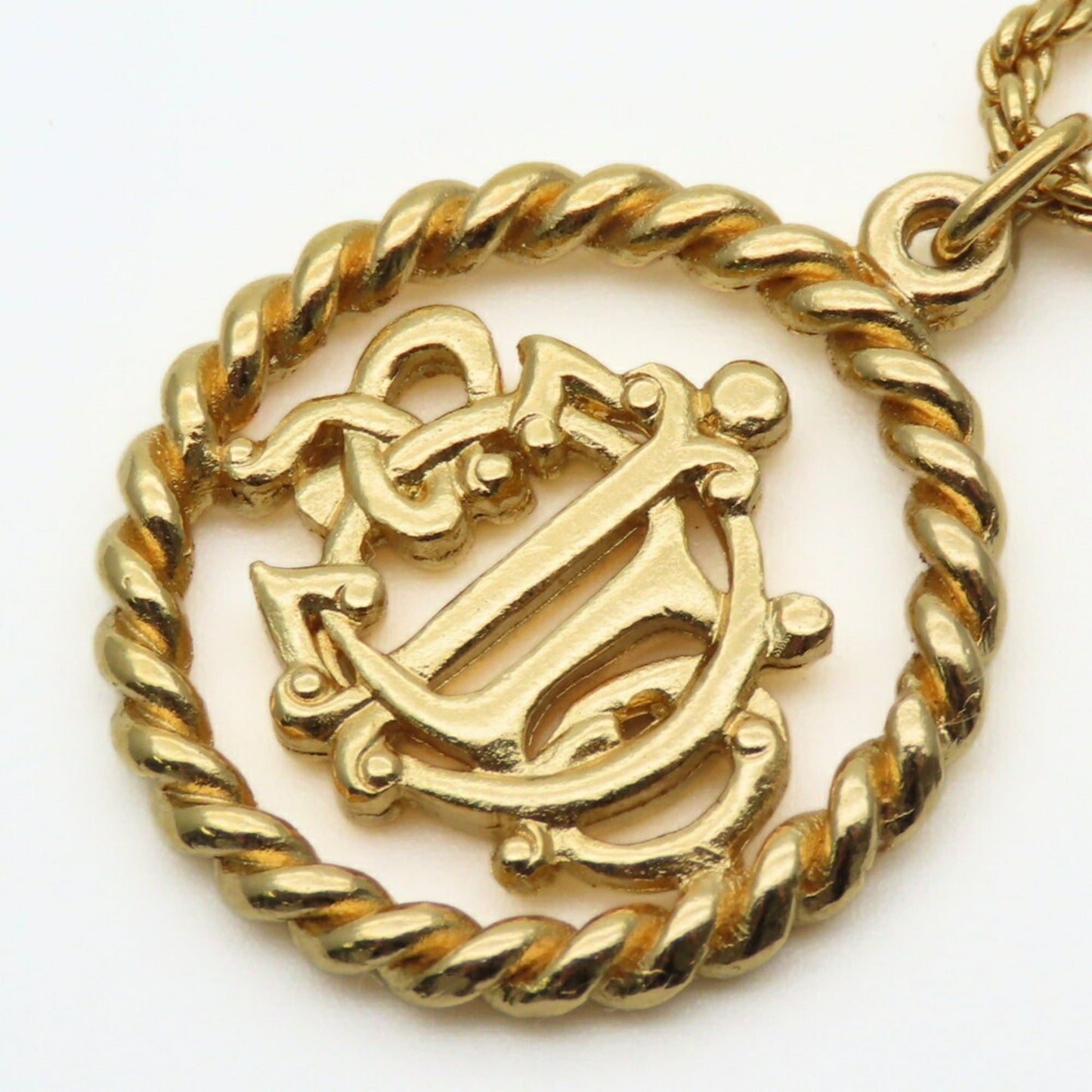 Christian Dior Necklace Emblem Metal Gold GP Plated Women's