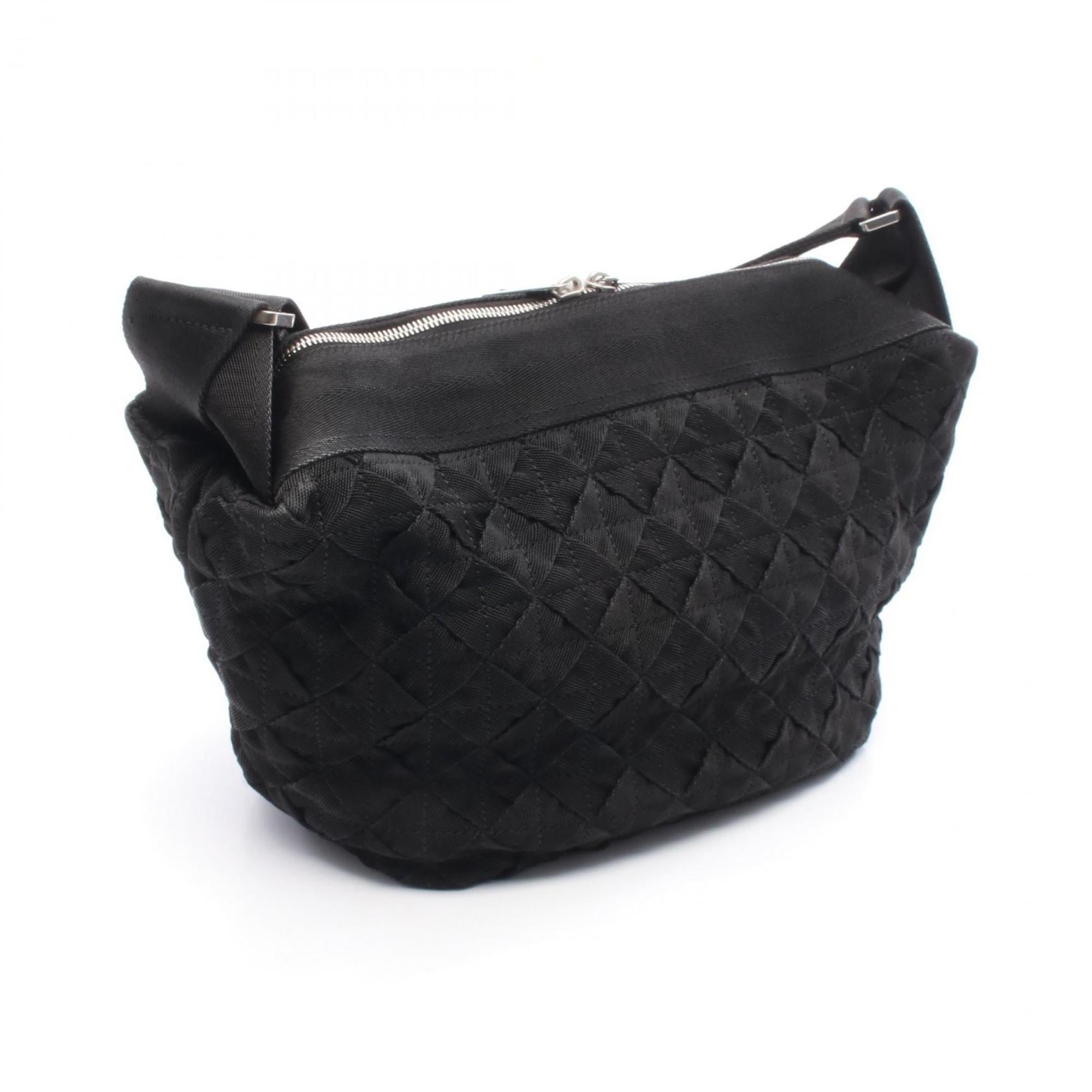 Bottega Veneta Intrecciato Webbing Shoulder Bag in Nylon Canvas, Women's, Black