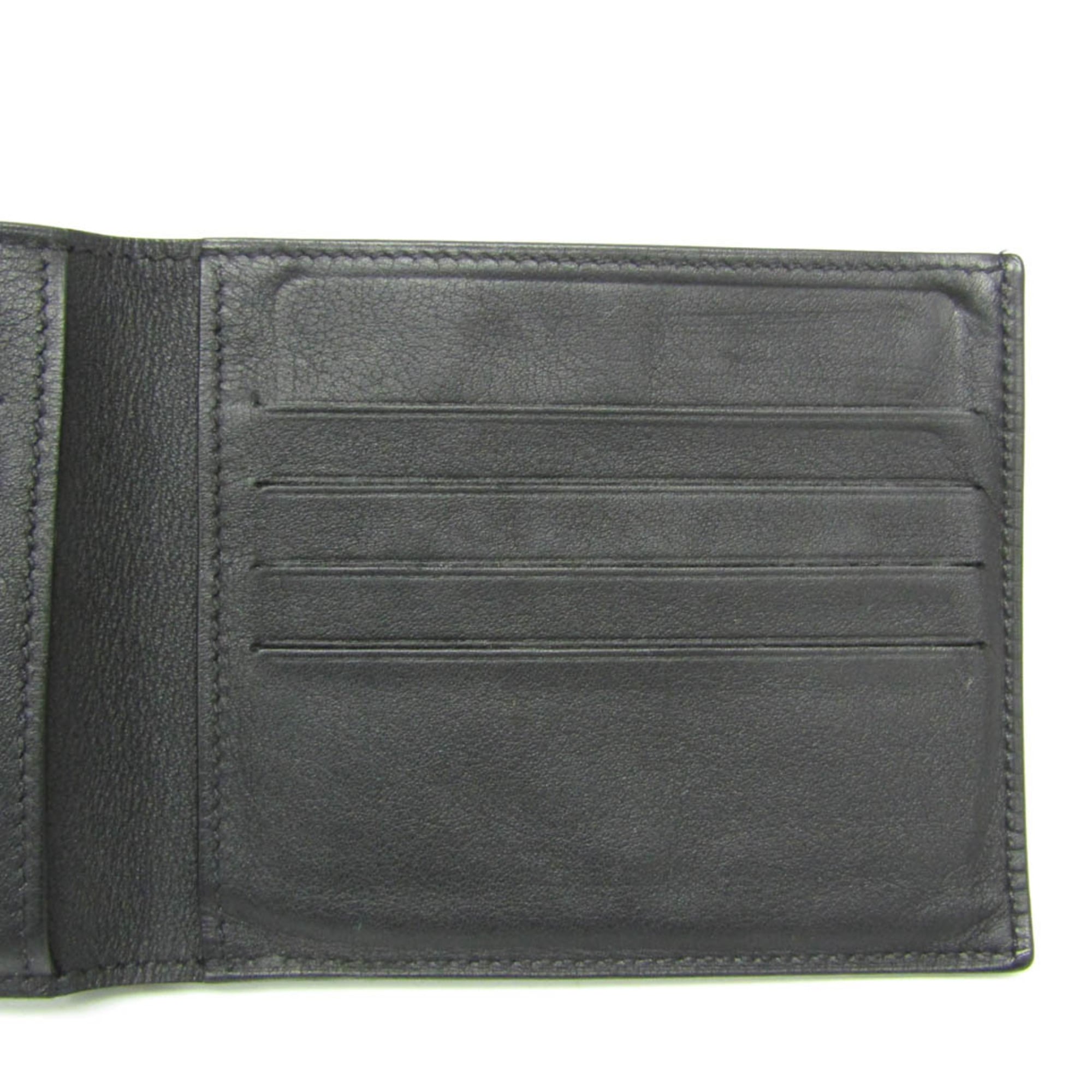 Hermes Citizen Twill Compact Men's Leather Bill Wallet (bi-fold) Black