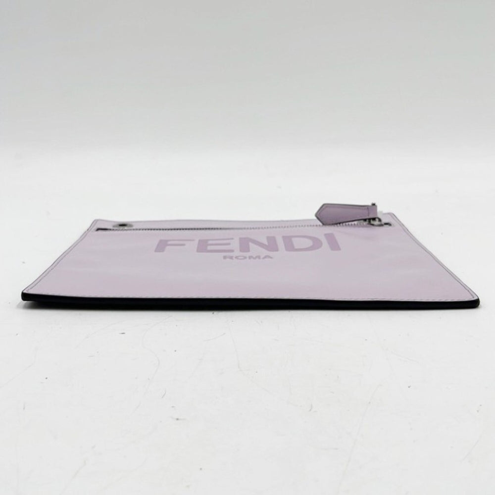 FENDI Zucca Clutch Bag 7AR985 Gray Purple Leather Men's Women's — Like New