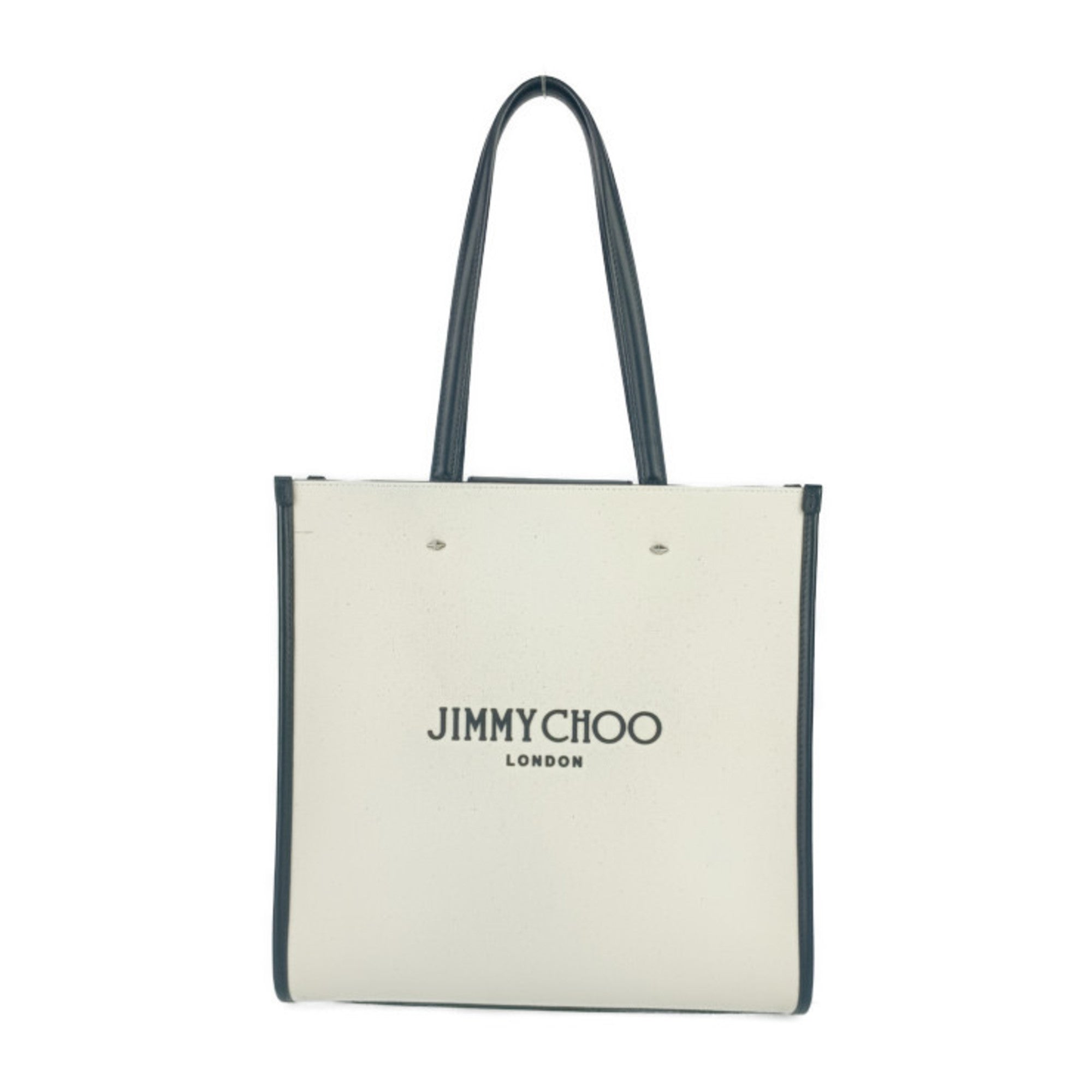 JIMMY CHOO Jimmy Choo Tote Bag N S M - Natural Black Canvas Leather Women's Shoulder
