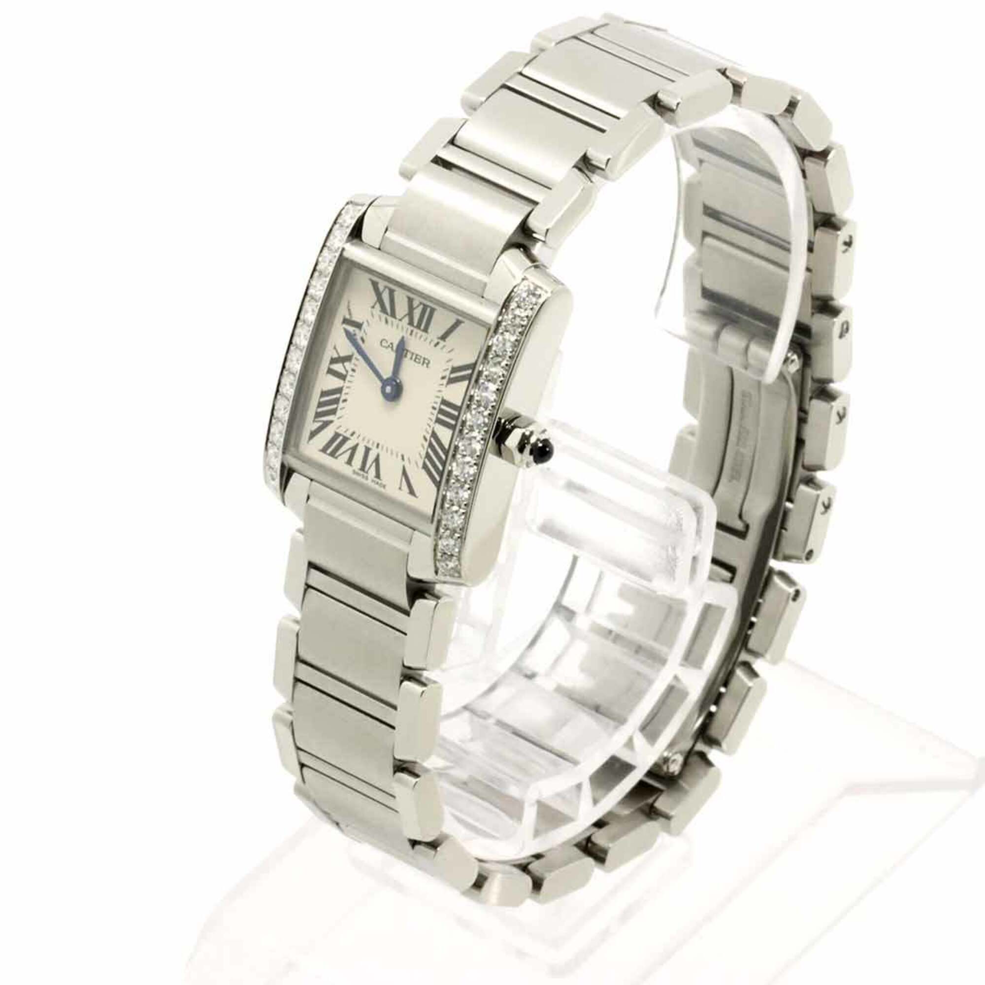 Cartier Tank Francaise SM W4TA0008 Women's Watch, Diamond Bezel, Ivory, Quartz Watch — Like New