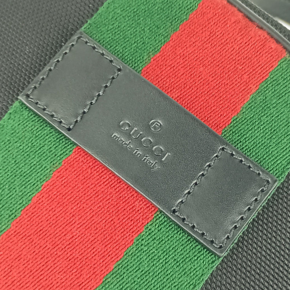 GUCCI Gucci Backpack Sherry Line 630918 Black Canvas Leather Men's Women's Web Stripe — Like New