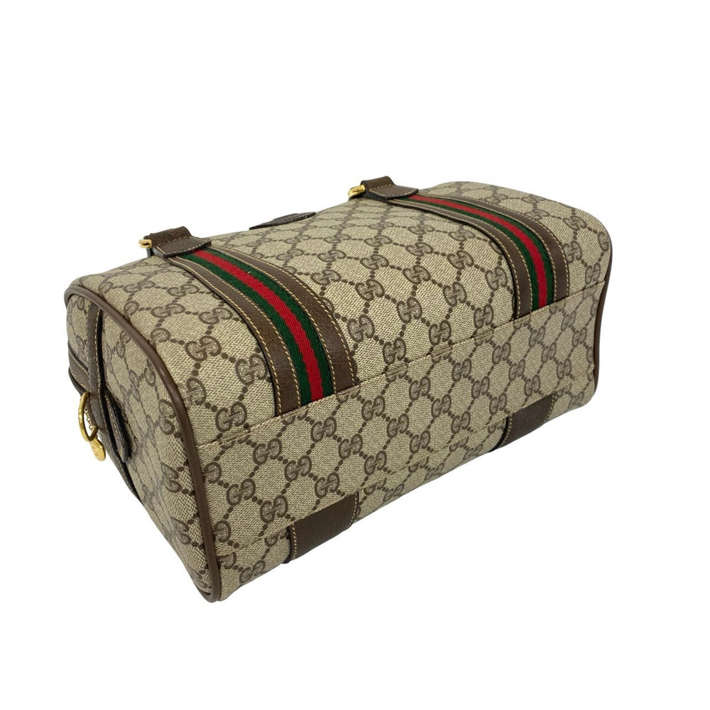 GUCCI Vintage Sherry Line GG Logo Leather 2-Way Handbag/Shoulder Bag, Brown, 37655 — Like New