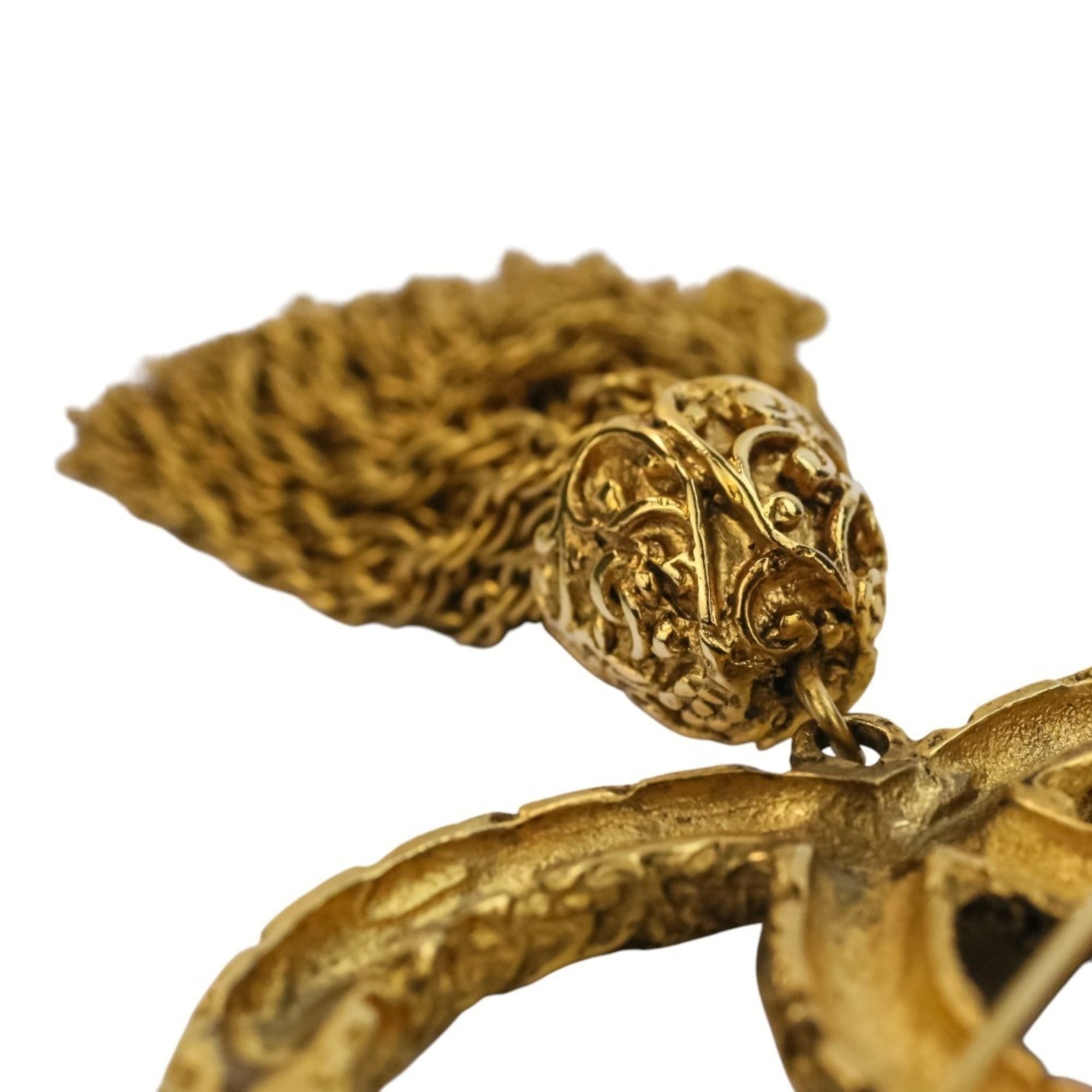 93A CHANEL Vintage Coco Mark Tassel Brooch, Gold, Women's — Like New