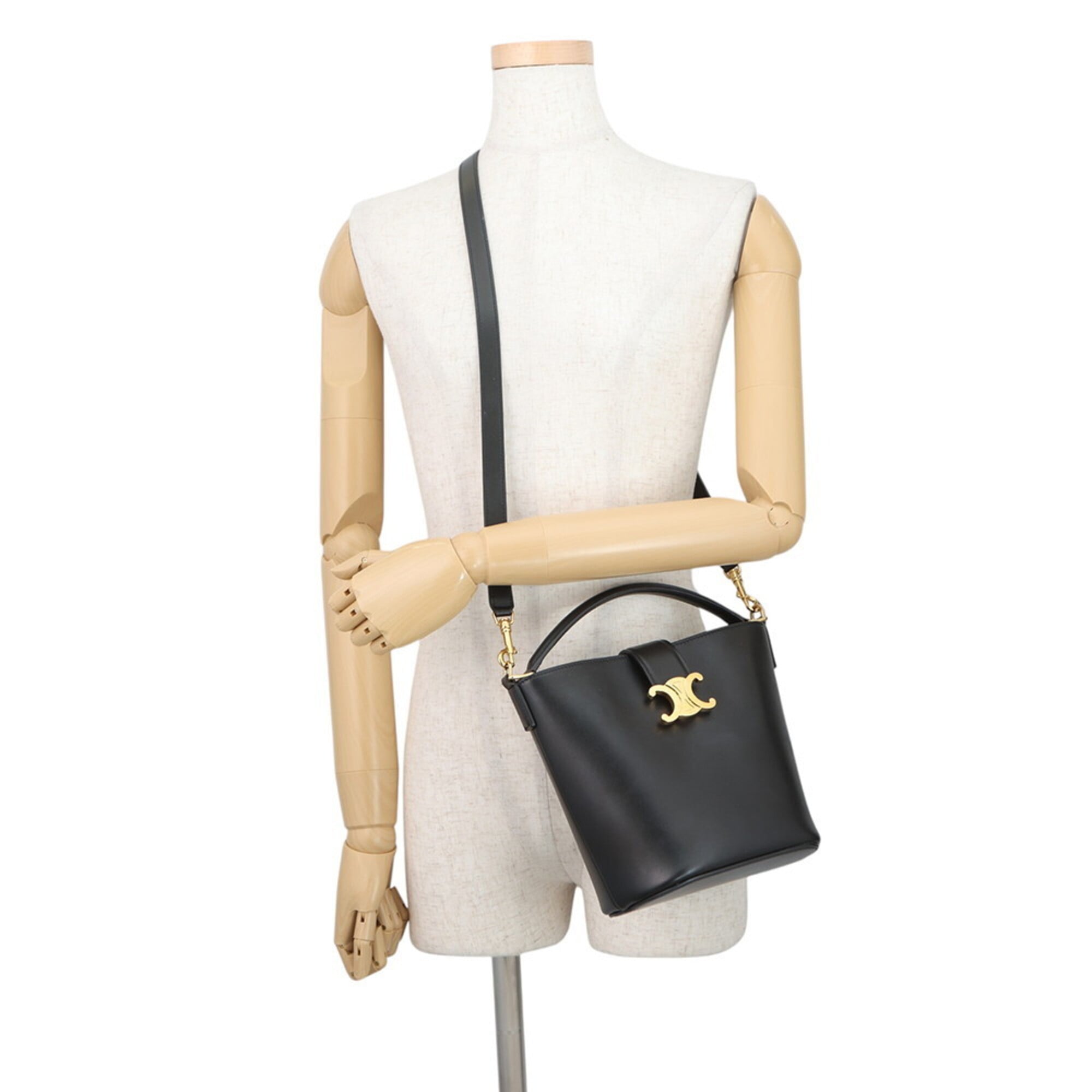 Celine Triomphe Small Bucket Louise Handbag 119173FX9.04LU CELINE 2-way Black Women's — Like New