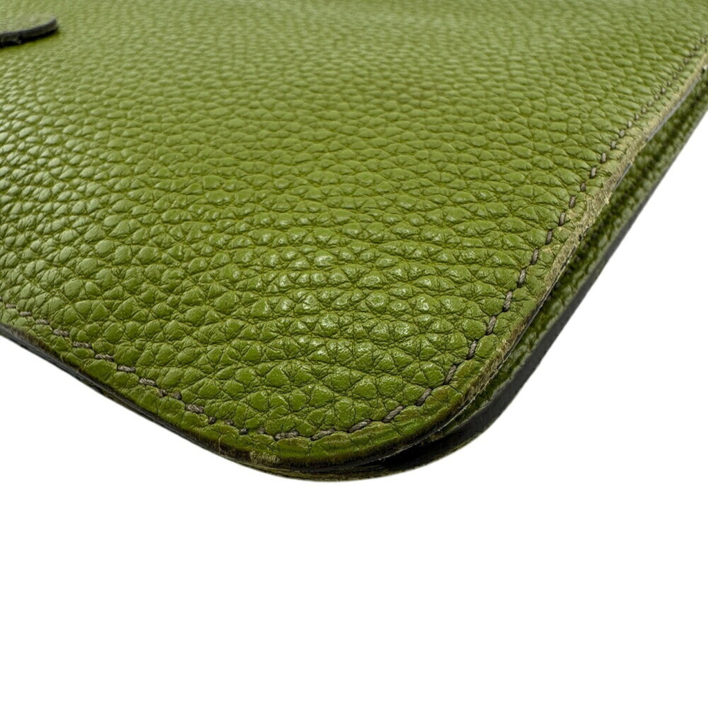 HERMES Dogon GM Long Wallet Green Unisex