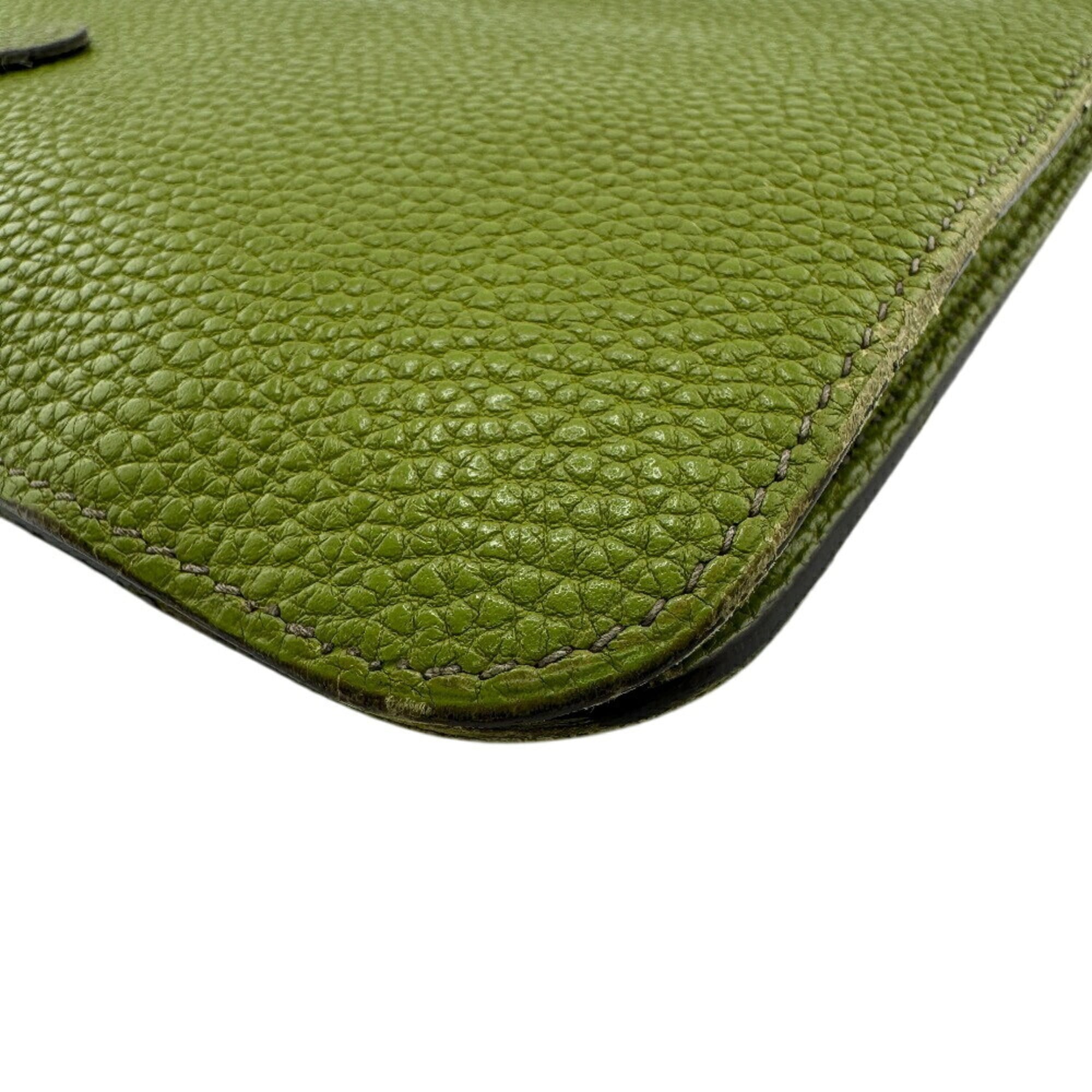 HERMES Dogon GM Long Wallet Green Unisex