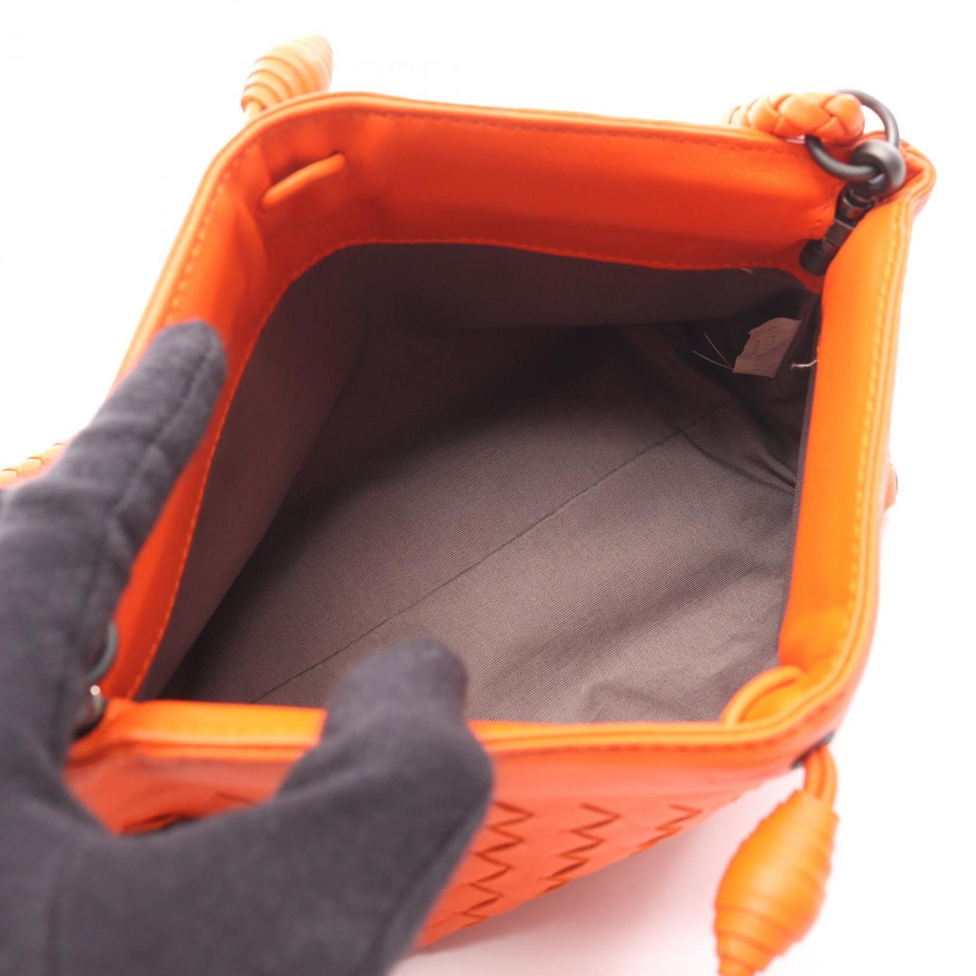 Bottega Veneta Intrecciato Shoulder Bag, Leather, Women's, Orange