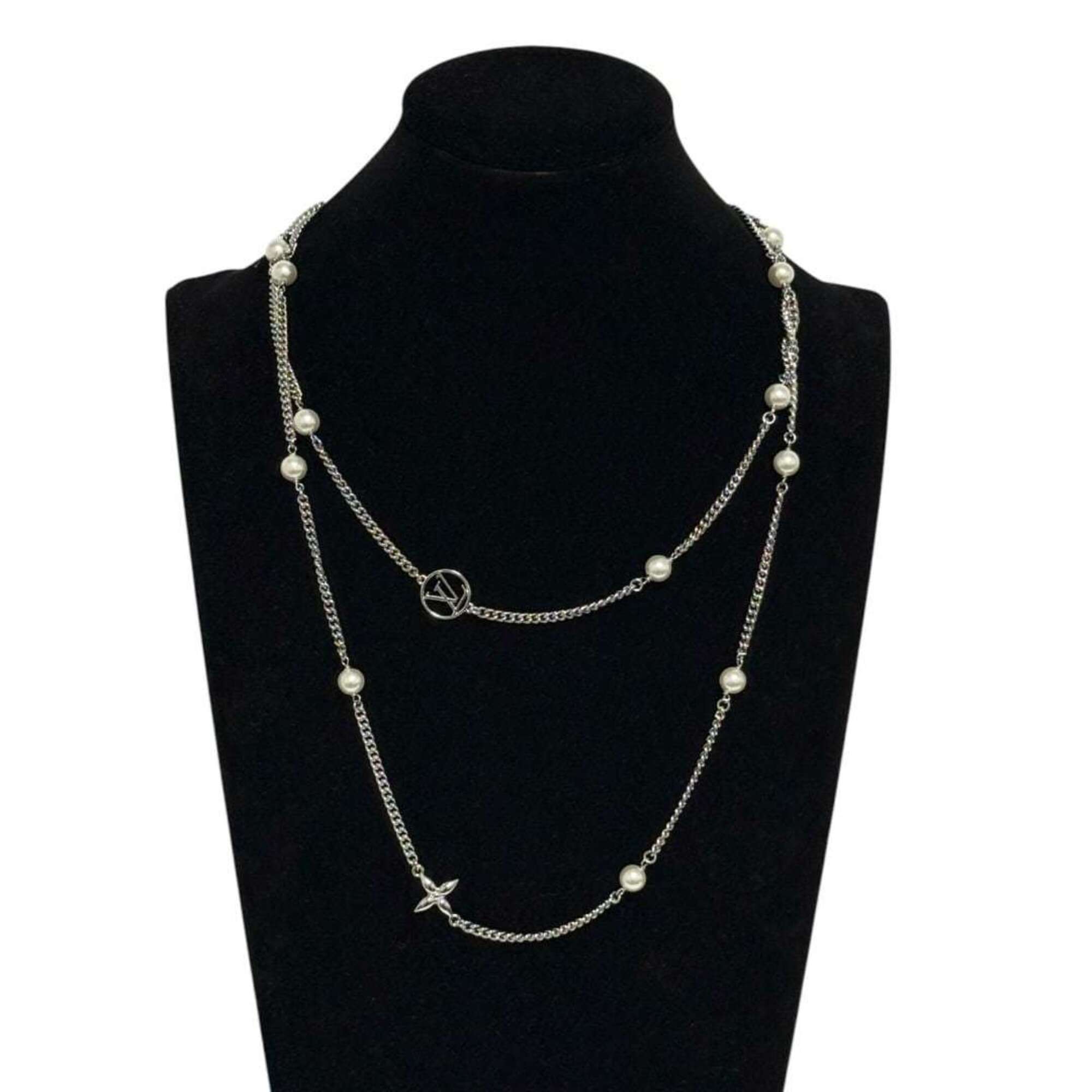 Louis Vuitton Women's Long Necklace, Midnight Pearl, M02908 — Like New