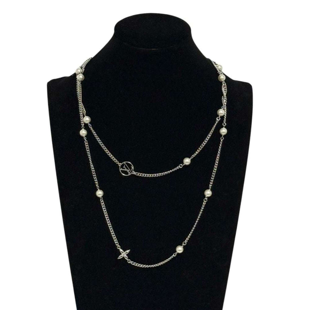 Louis Vuitton Women's Long Necklace, Midnight Pearl, M02908 — Like New