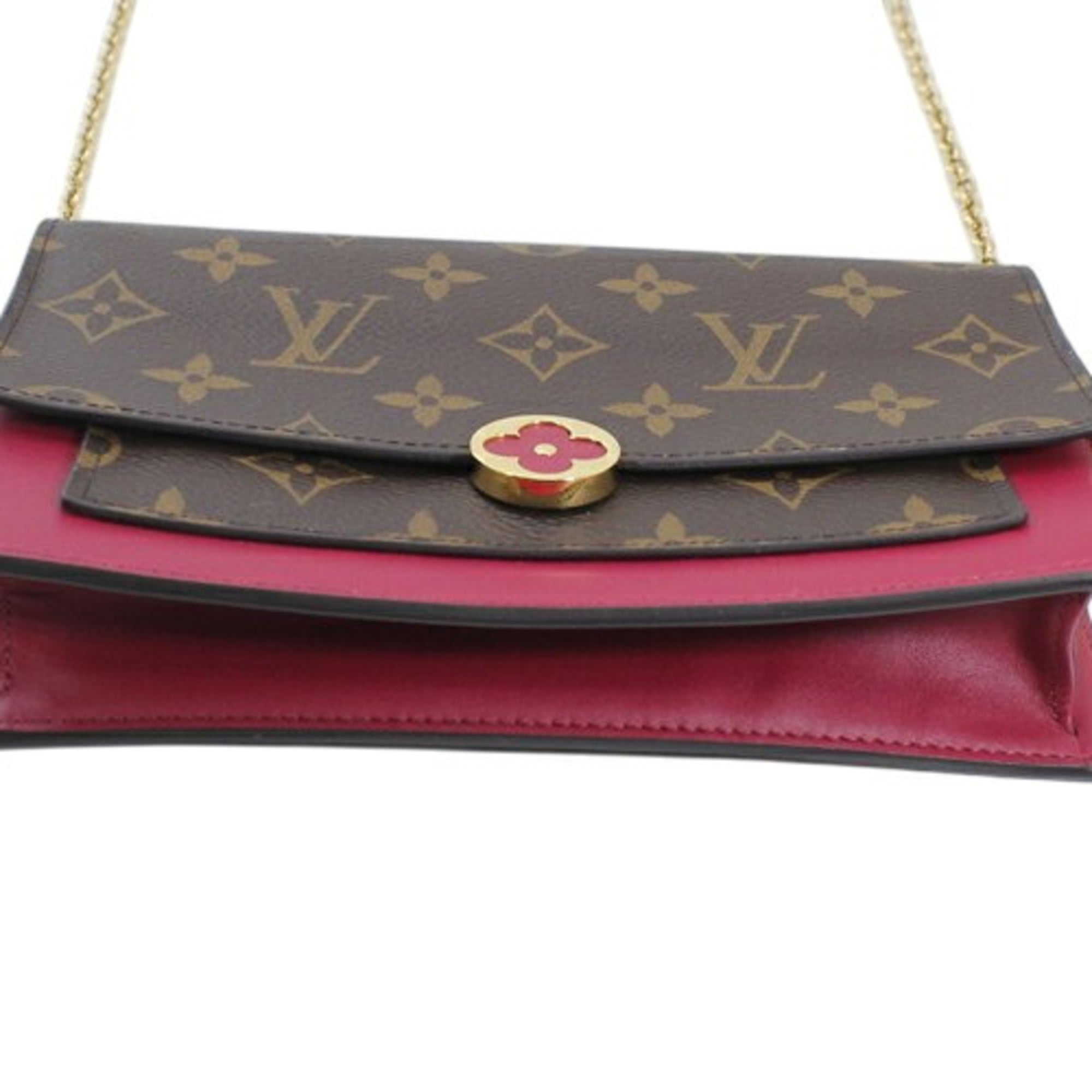 LOUIS VUITTON Chain Wallet Shoulder Bag Monogram Portefeuille Flore M67404 Women's KM3319 — Like New