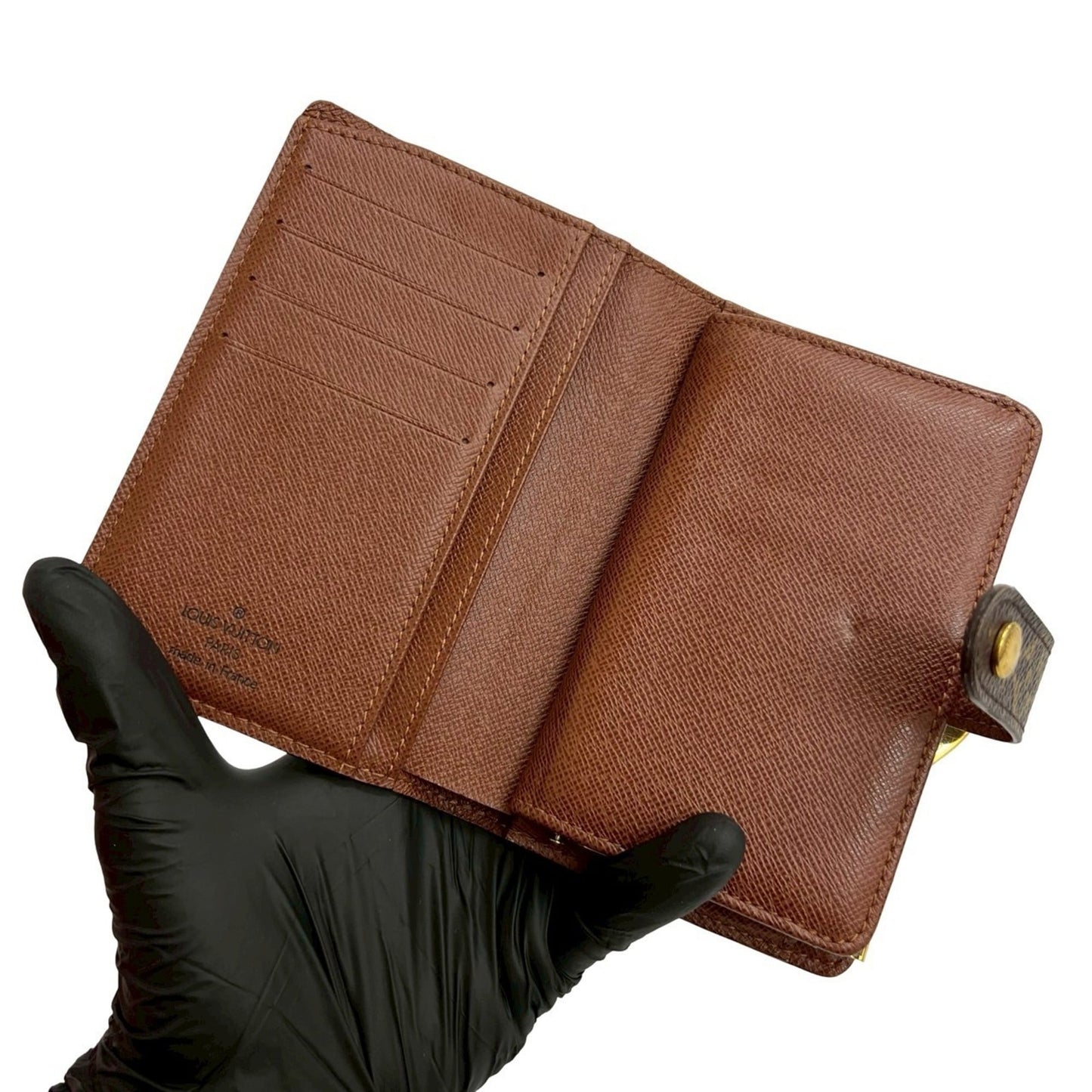 LOUIS VUITTON Louis Vuitton Portefeuille Viennois Monogram Leather Bi-fold Wallet with Clasp Closure, Brown, 34932