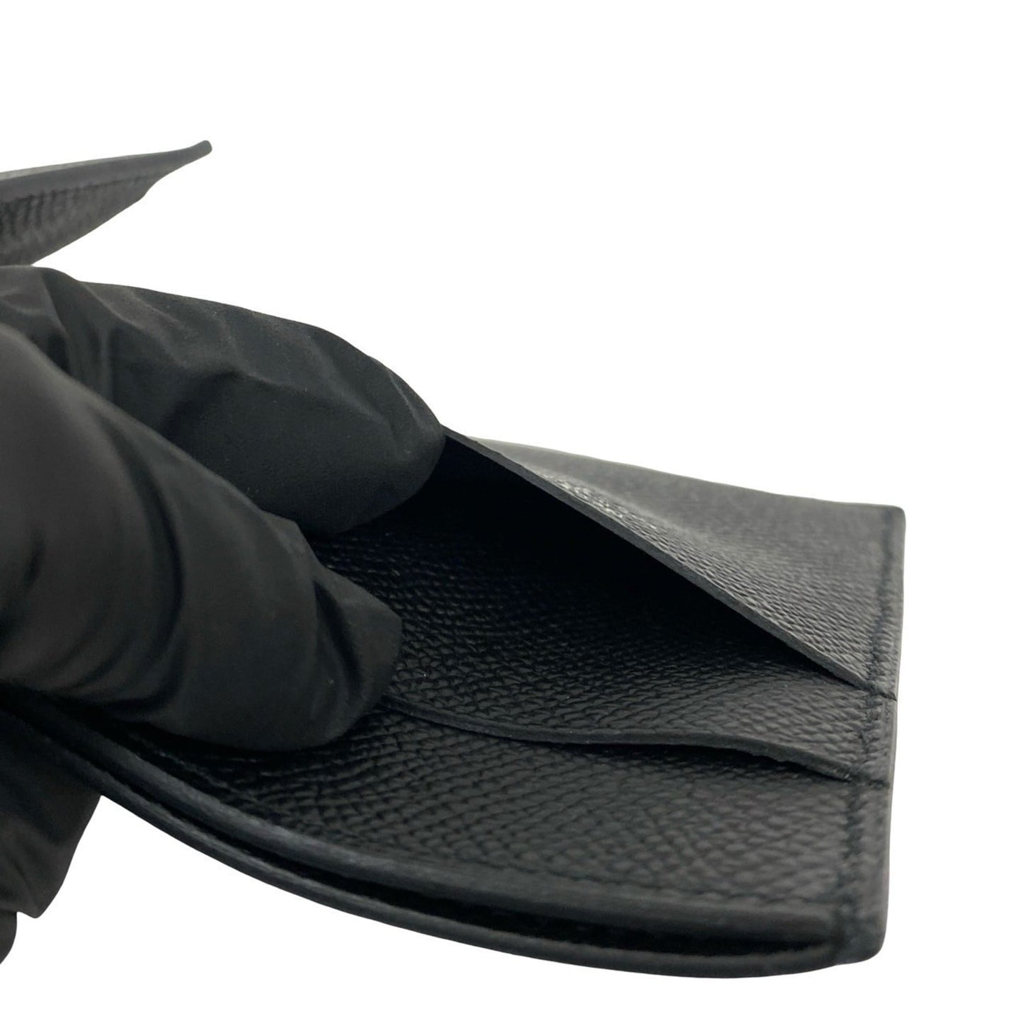 W-stamped HERMES Bearn Combination Epsom Leather Tri-fold Wallet, Black, 97610