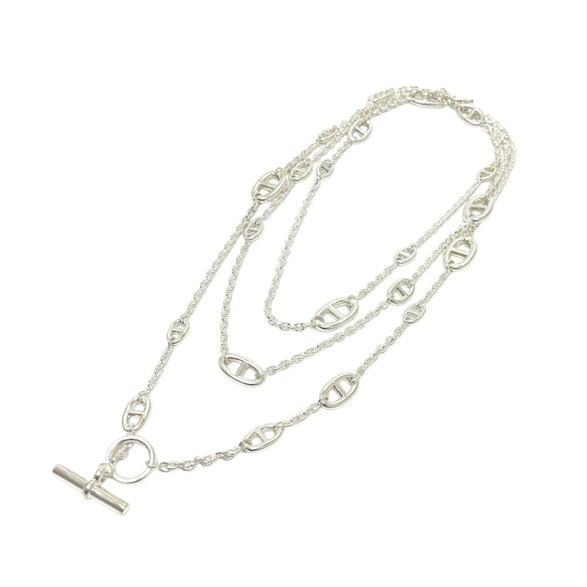 HERMES Chaine d'Ancre Farandole 160 Long Necklace, SV925, Silver, Men's/Women's — New