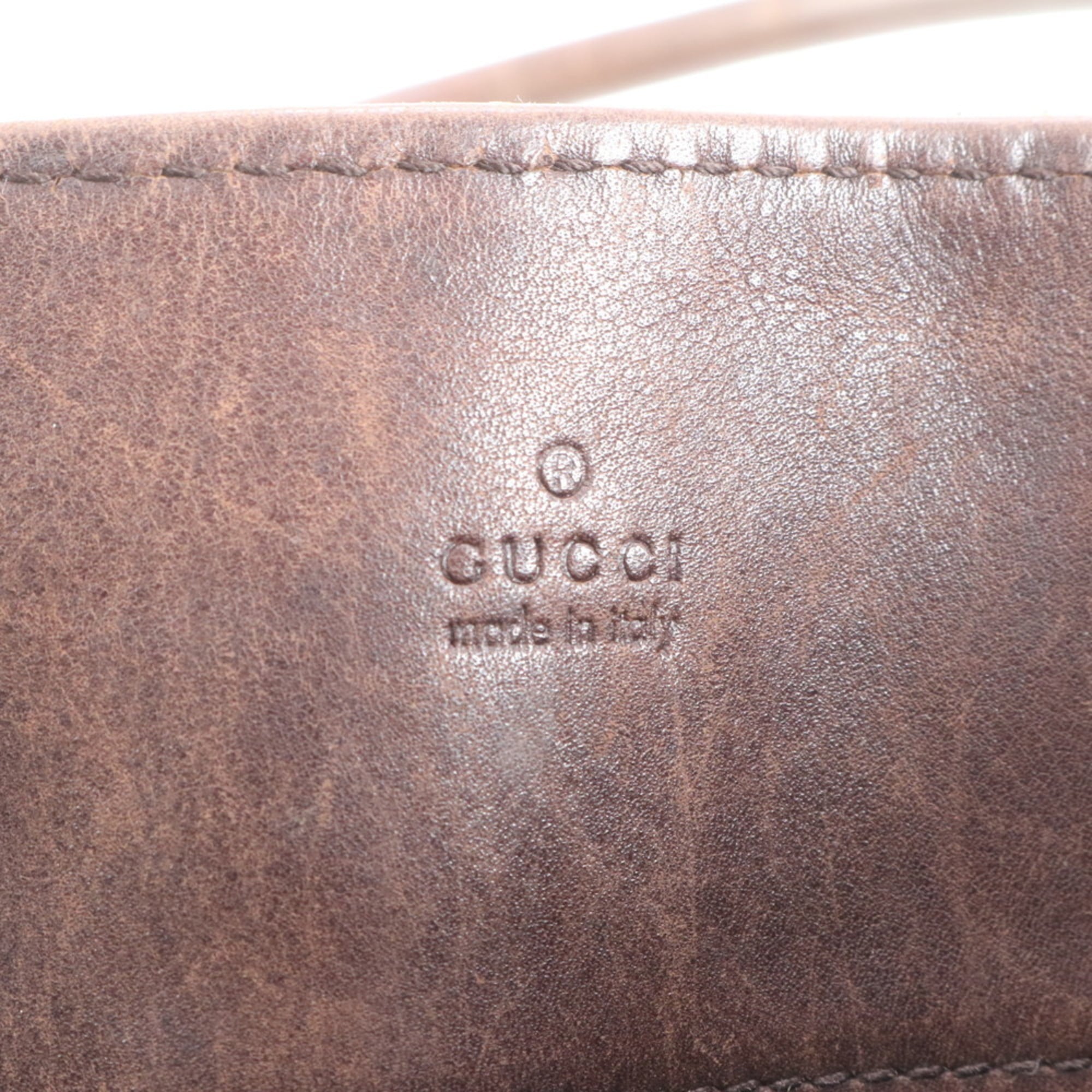 Gucci GG Canvas 101341 Leather Tote Bag Shoulder Handbag Brown Women's