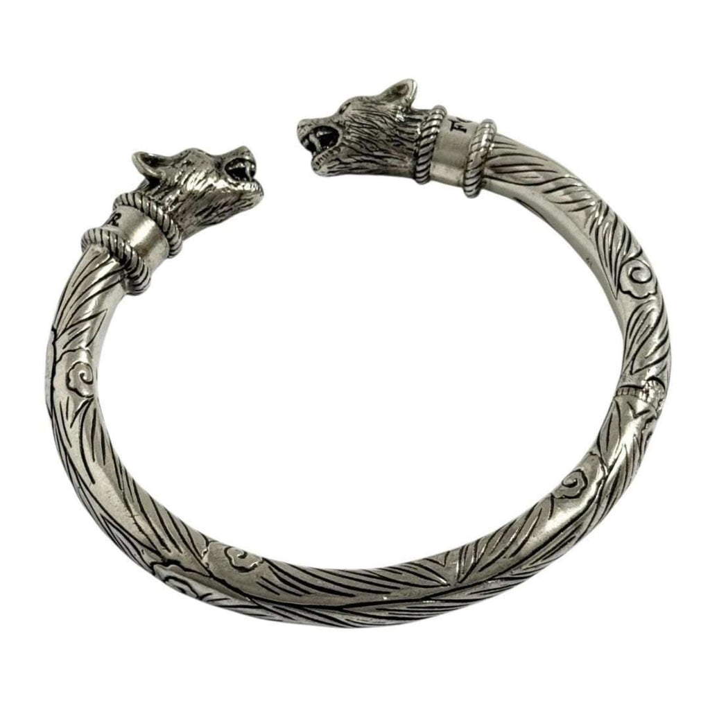 Gucci Men's Anger Forest Wolf Bangle Bracelet in Silver