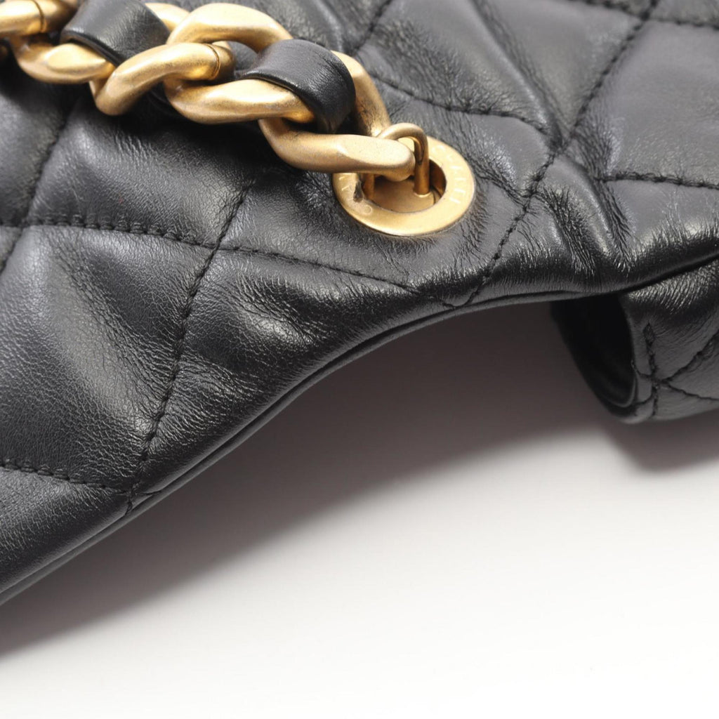 CHANEL Mini Matelasse Shoulder Bag, Lambskin Leather, Women's, Black, AS3205