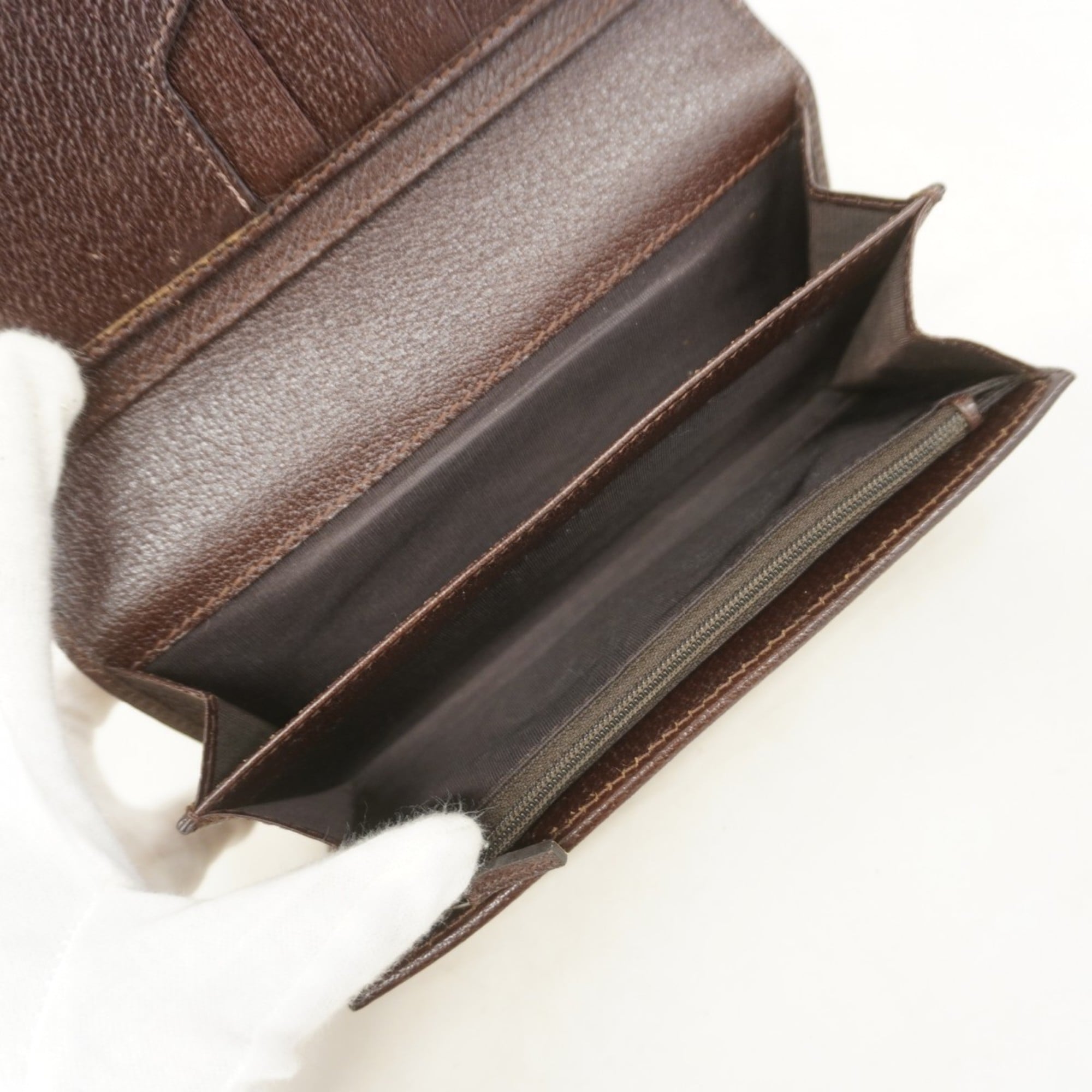 Gucci GG Canvas Long Wallet 244946 Brown Women's