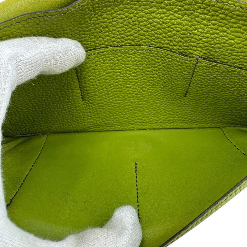 HERMES Dogon GM Long Wallet Green Unisex