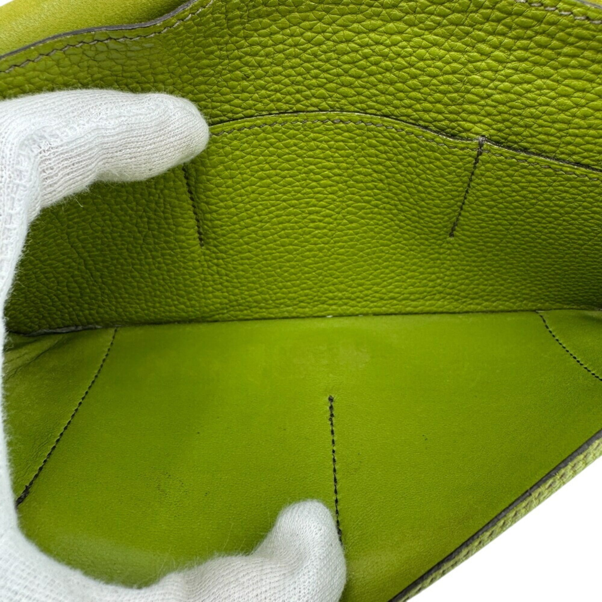 HERMES Dogon GM Long Wallet Green Unisex
