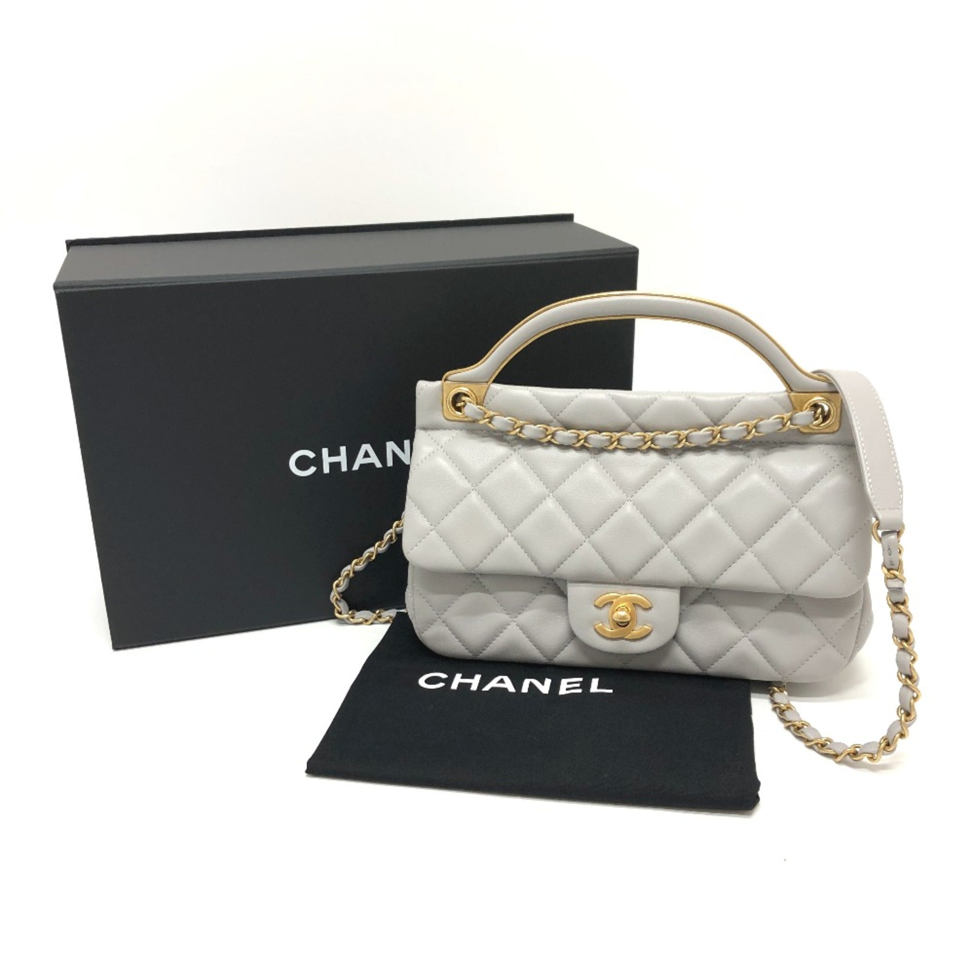 Chanel 2WAY Crossbody Shoulder Shoulder Bag gray GoldHardware — Like New