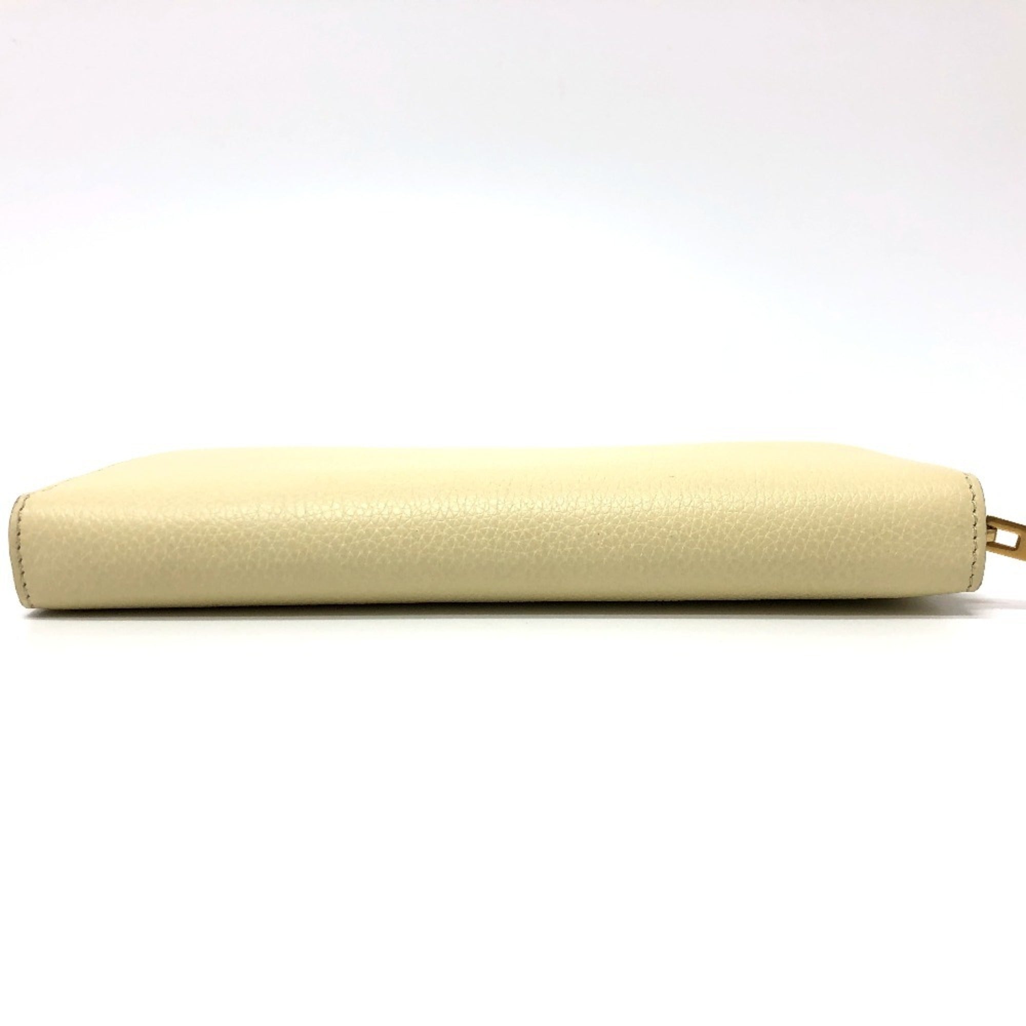 CELINE Women's Leather Round Zip Long Wallet in Beige