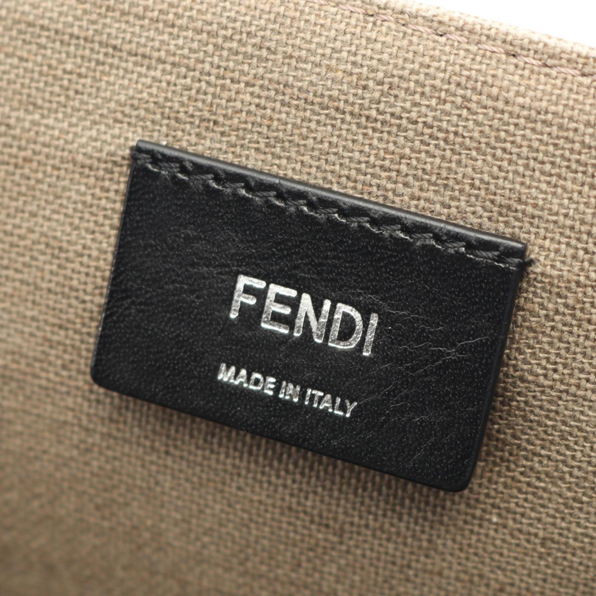 Fendi FF logo tote bag, canvas, women's, beige, 7VA558