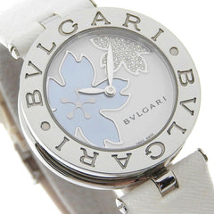 BVLGARI B-zero1 Watch BZ30FDSL Stainless Steel x Leather Flower Quartz Analog Display White Shell Dial Women's — Very Good