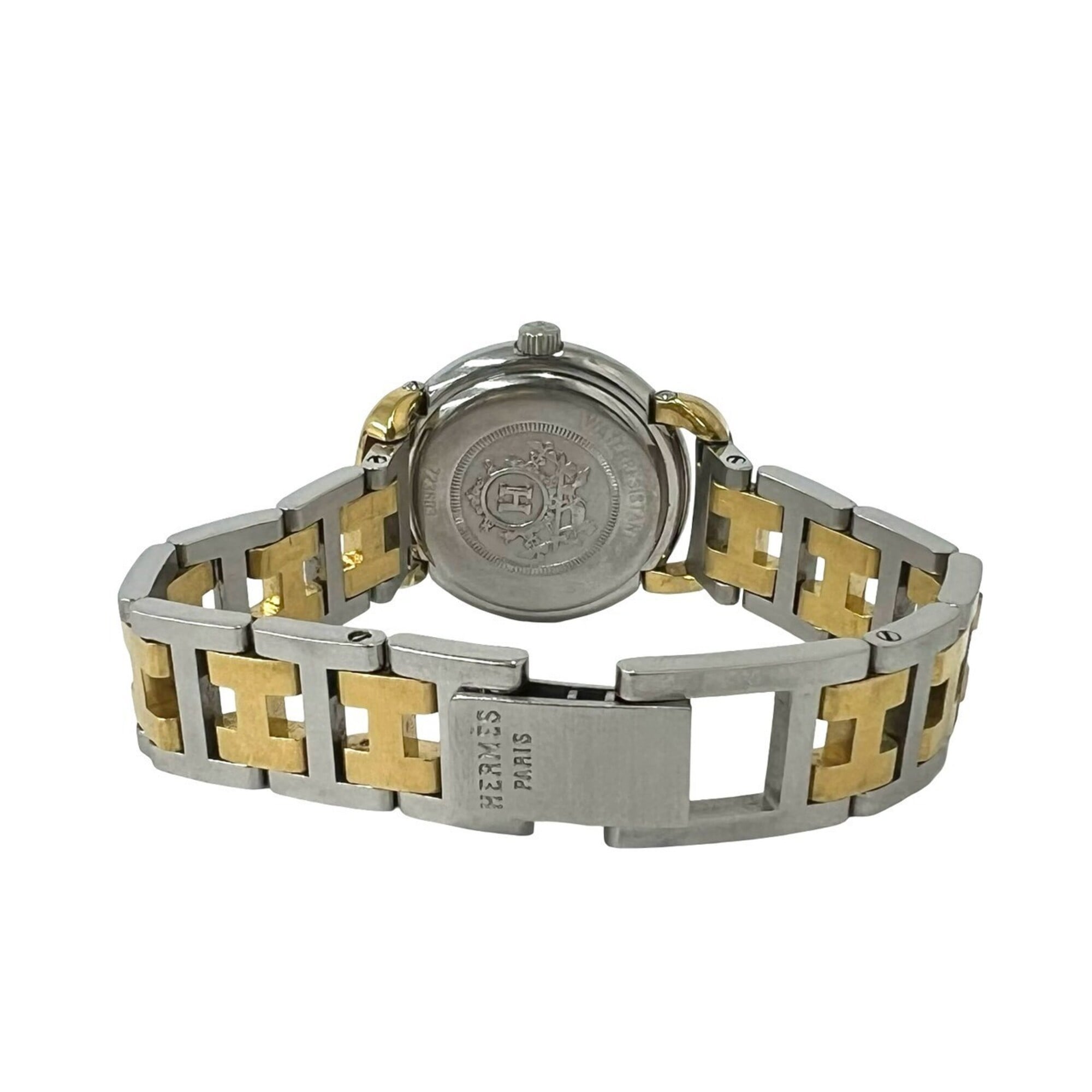 HERMES Pullman Stainless Steel GP Quartz Wristwatch Gold Silver 25057 — Good