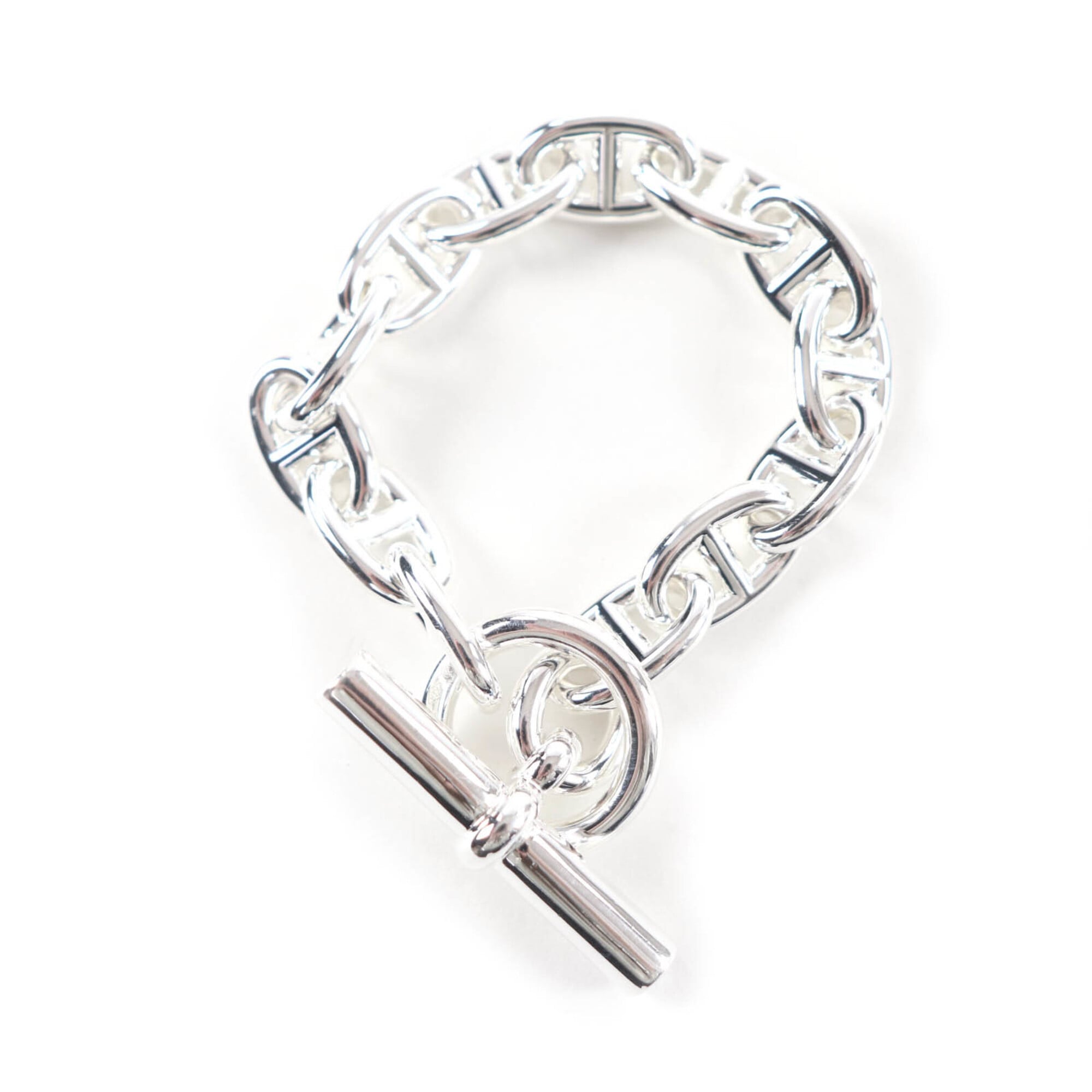 HERMES Chaine d'Ancre MM AG925 Bracelet, 13 links, Silver, Made in France, 2023 model, Weight: 50.05g, Women's — Like New