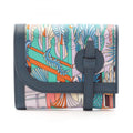 Hermes Hermès Avexois Compact ANIMAPOLIS Wallet/Coin Case, Silk and Leather, Swift Women's, Navy, Multicolor, Mykonos Orange