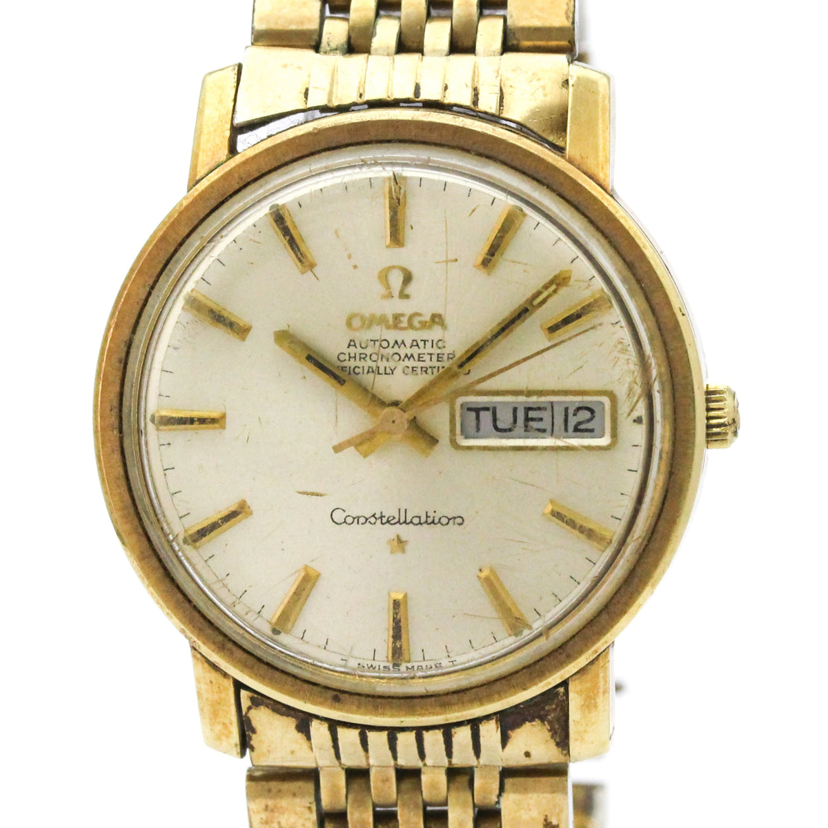 OMEGA Constellation Day Date Cal 751 Gold Plated Automatic Mens Watch 168.016 Vintage — Good