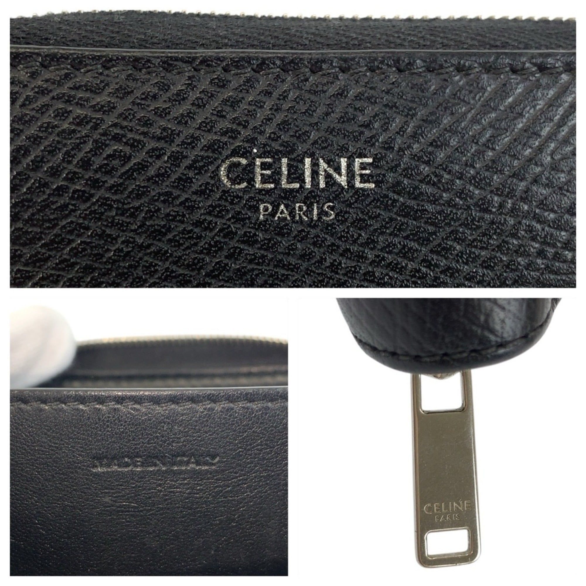 CELINE Black Leather Wallet with Silver Hardware, Men's