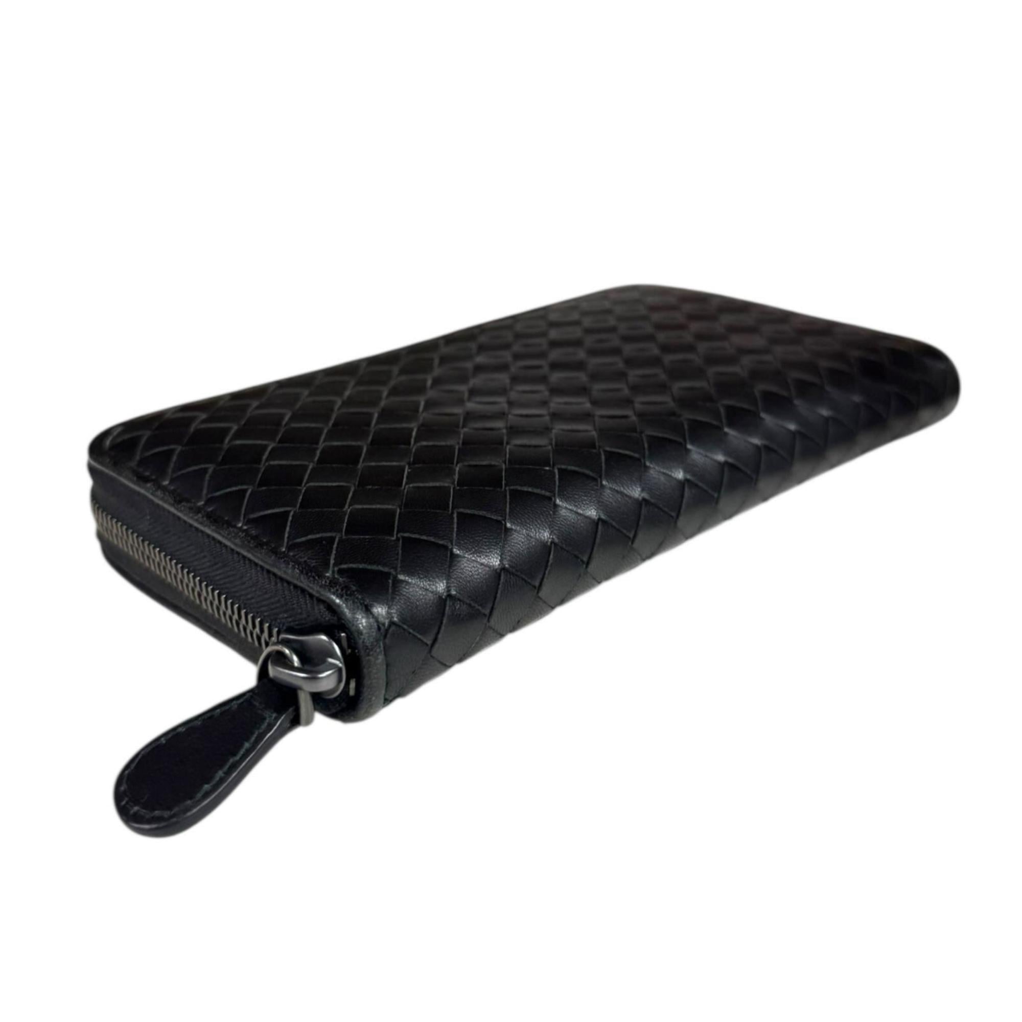 Pre-owned Bottega Veneta Intrecciato long wallet, leather, men's.