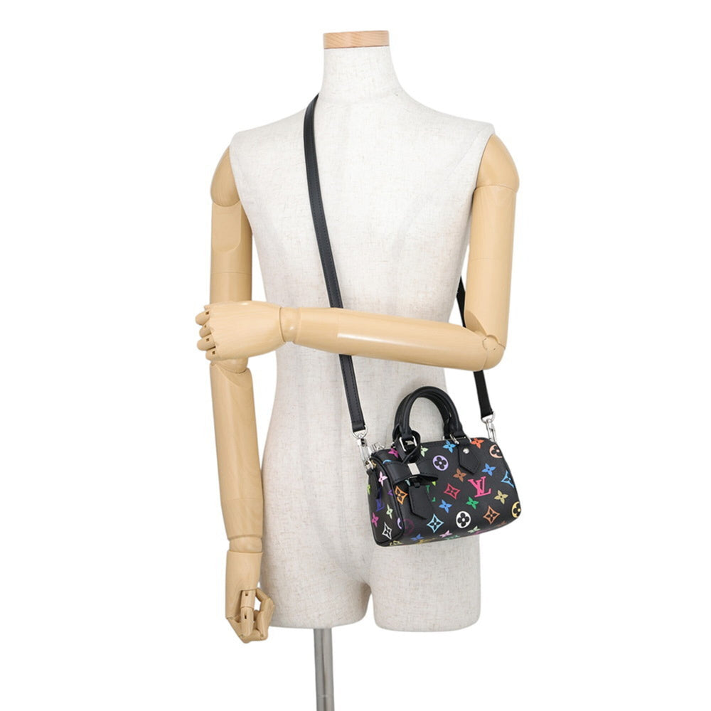 Louis Vuitton handbag, Monogram Multicolor LV X™ Nano Speedy M13406, 2-way design by Takashi Murakami, black, handbag for women, LOUIS VUITTON — Like New