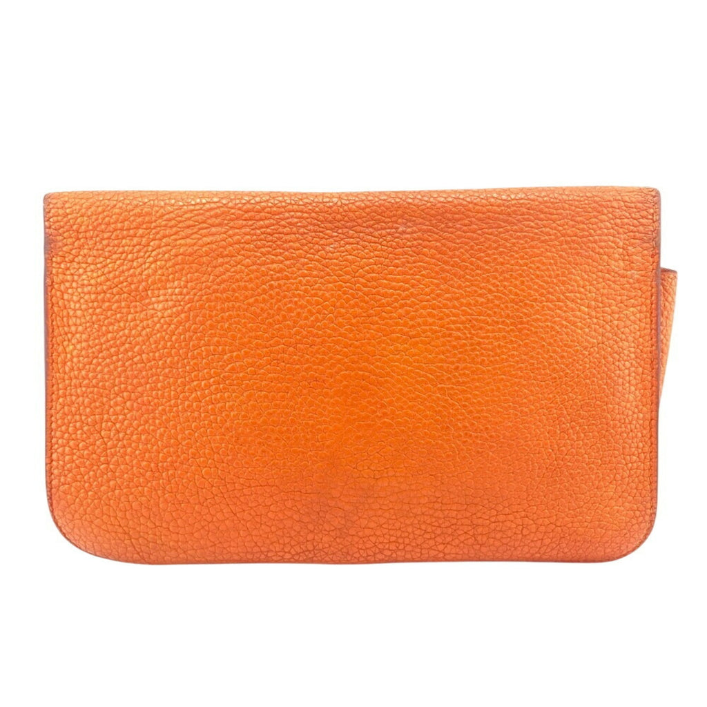 HERMES Dogon GM long wallet, orange, women's
