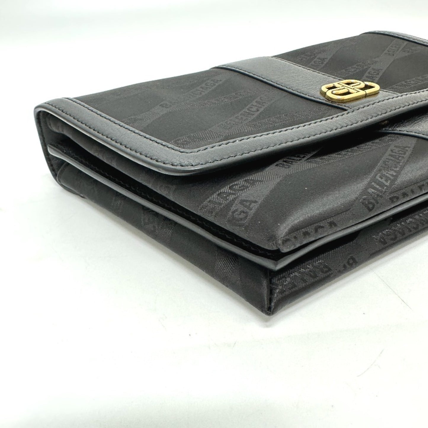 BALENCIAGA 580161 Logo SHIFT BAG M 2-Way Shoulder Bag in Nylon/Leather, Black